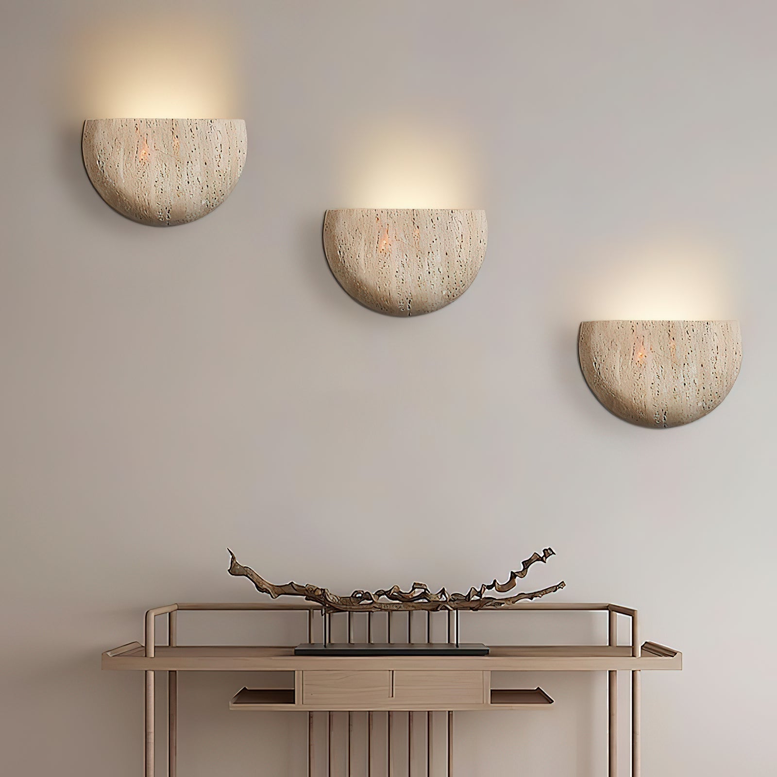 Freyza | Cuvenarae Moon Travertine Wall Light – Bedroom Hallway