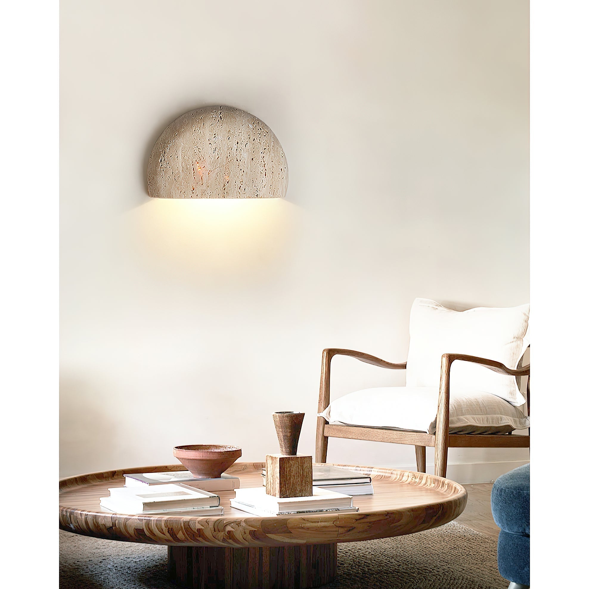 Freyza | Cuvenarae Moon Travertine Wall Light – Bedroom Hallway