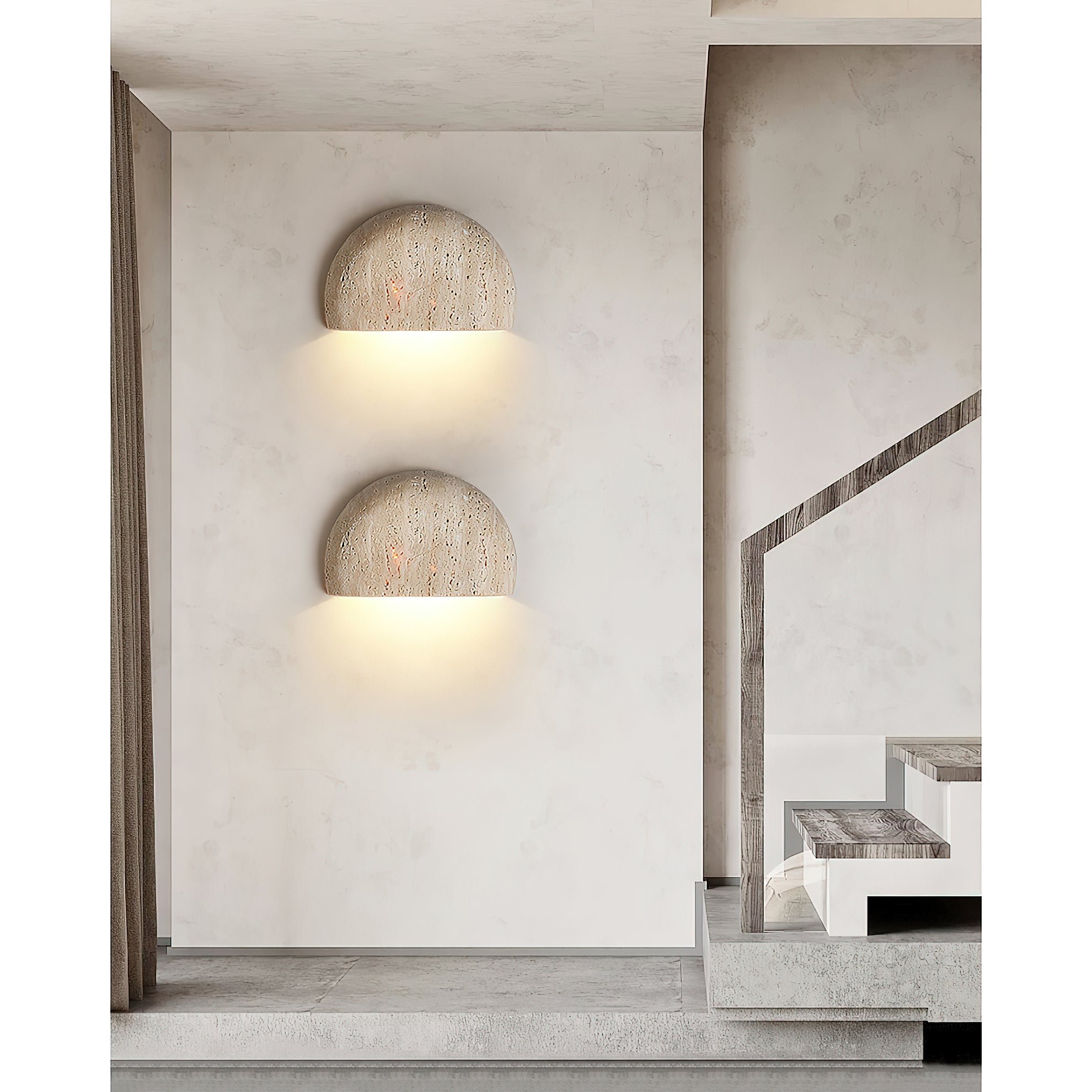 Freyza | Cuvenarae Moon Travertine Wall Light – Bedroom Hallway