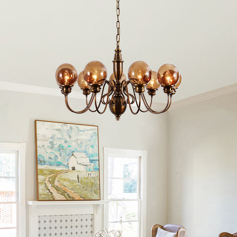 Freyza | Ciphaen Postmodern Luxury Brass Glass Chandelier – Modern Dining Room Living Room