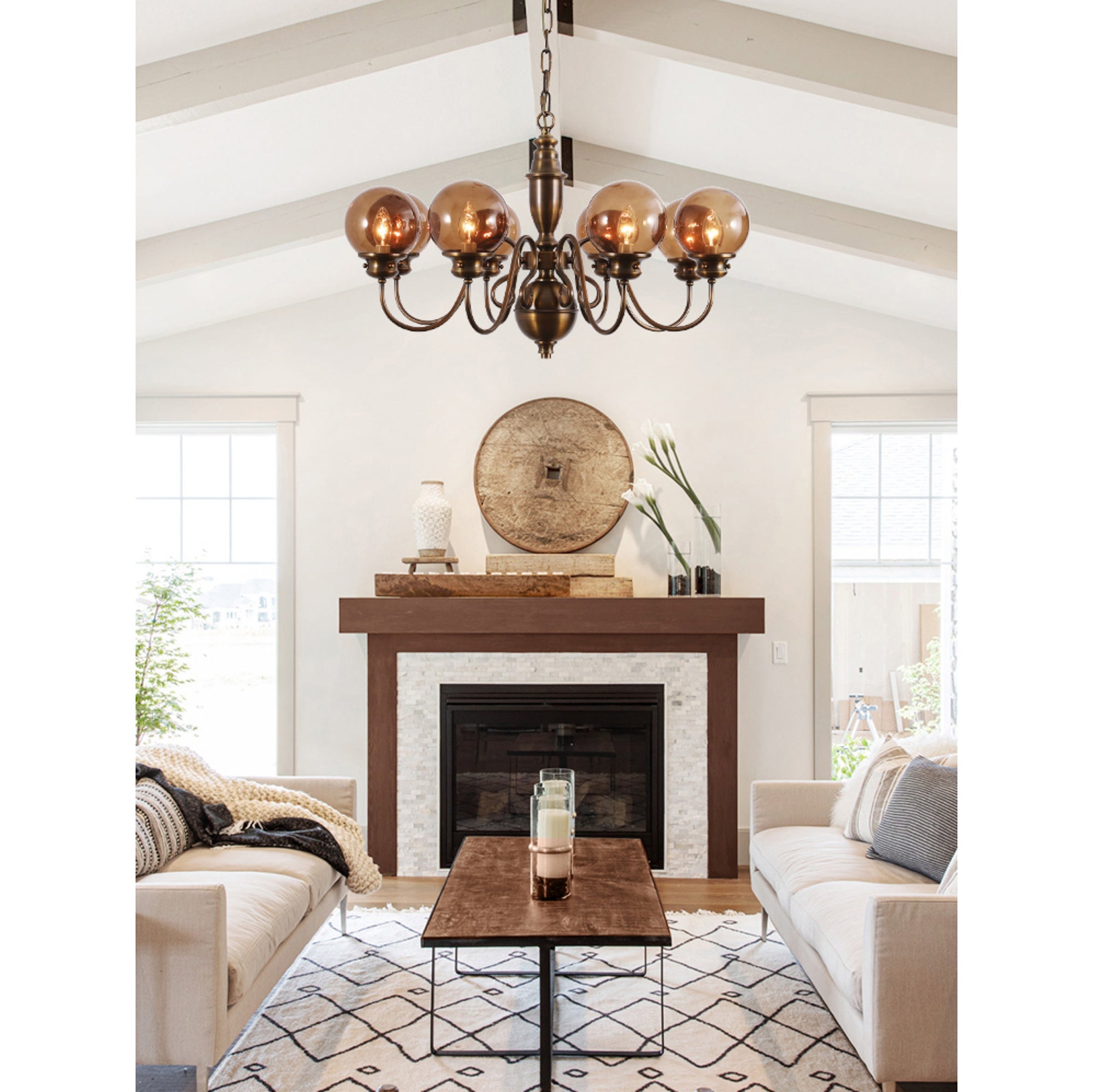 Freyza | Ciphaen Postmodern Luxury Brass Glass Chandelier – Modern Dining Room Living Room