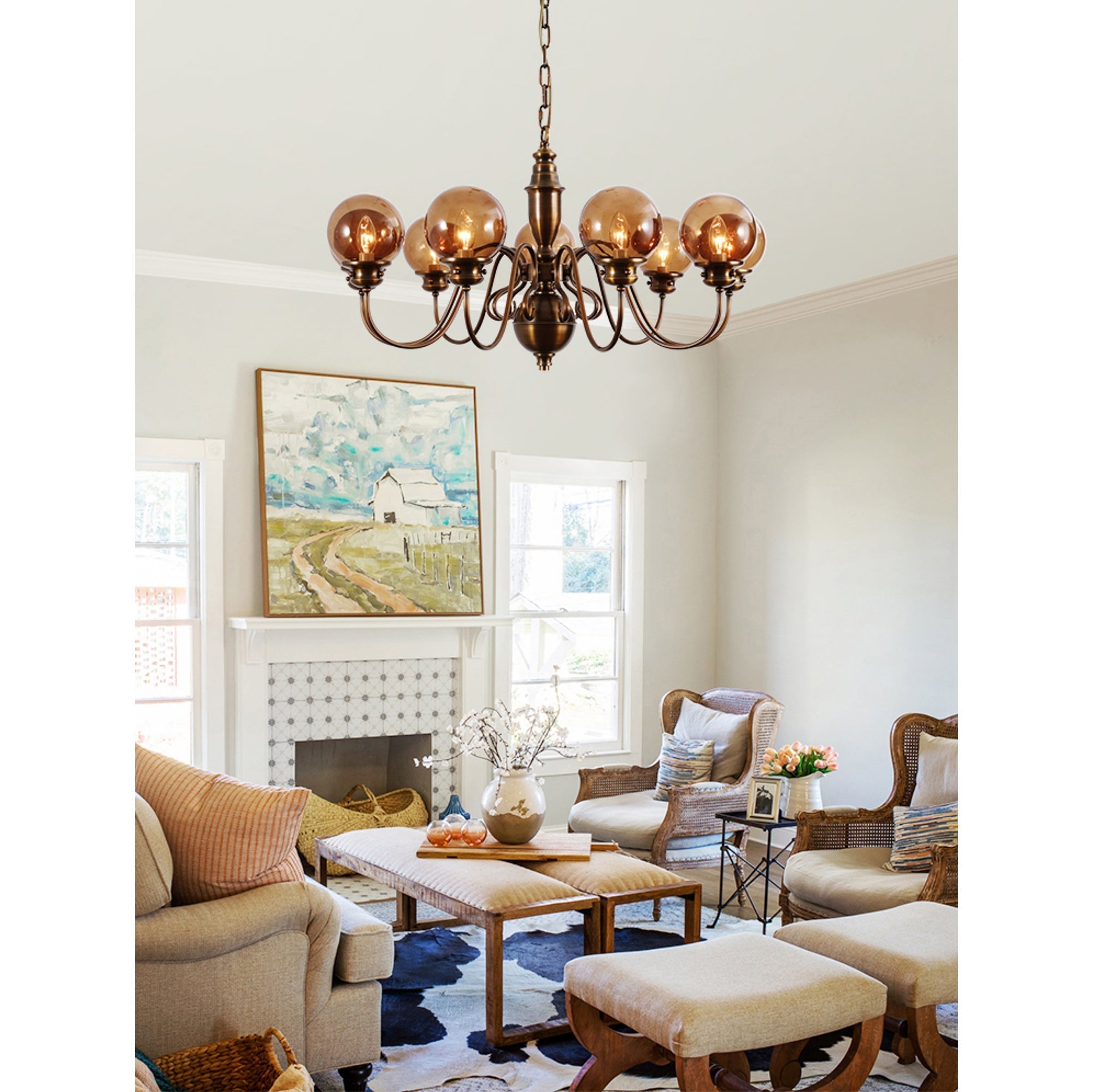 Freyza | Ciphaen Postmodern Luxury Brass Glass Chandelier – Modern Dining Room Living Room