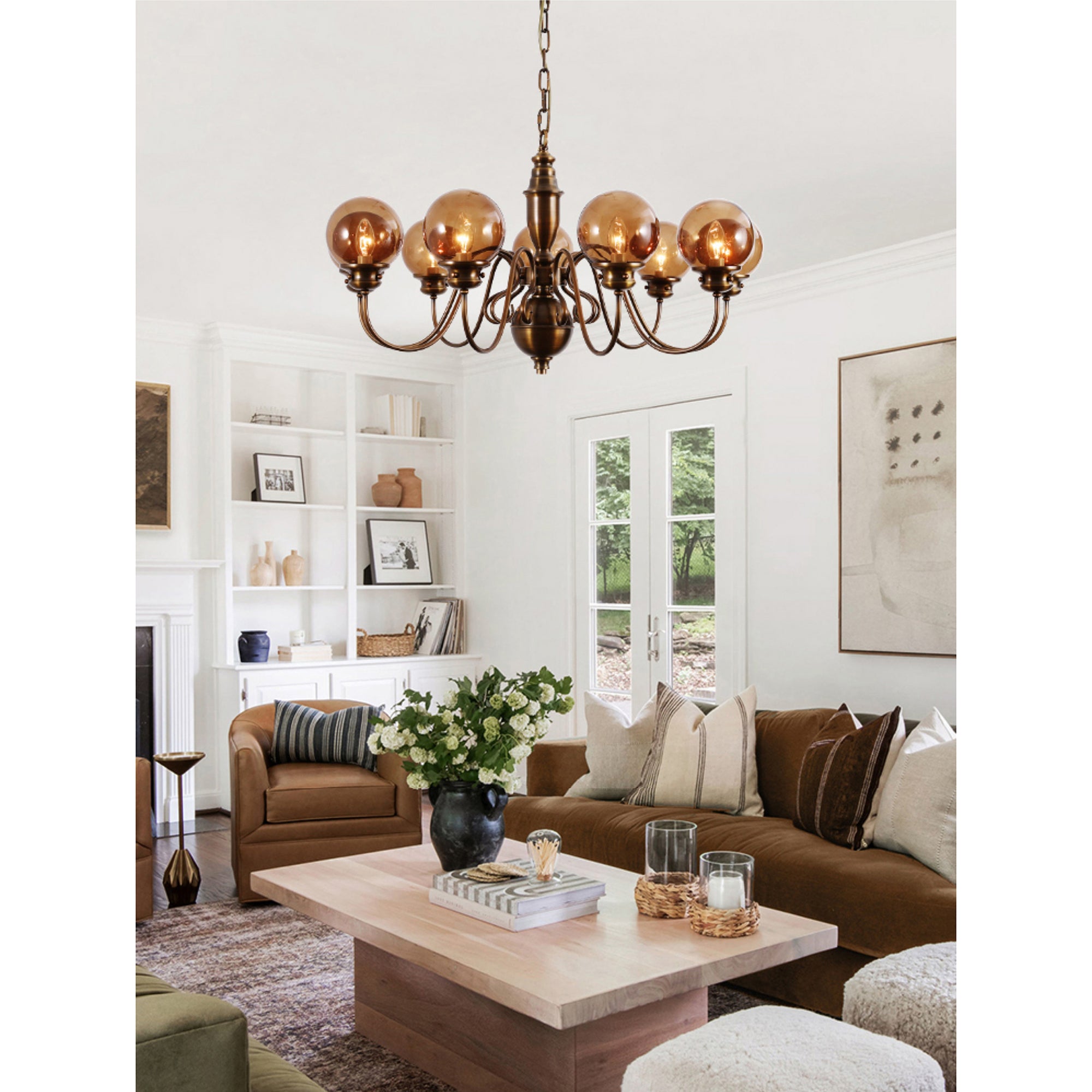 Freyza | Ciphaen Postmodern Luxury Brass Glass Chandelier – Modern Dining Room Living Room