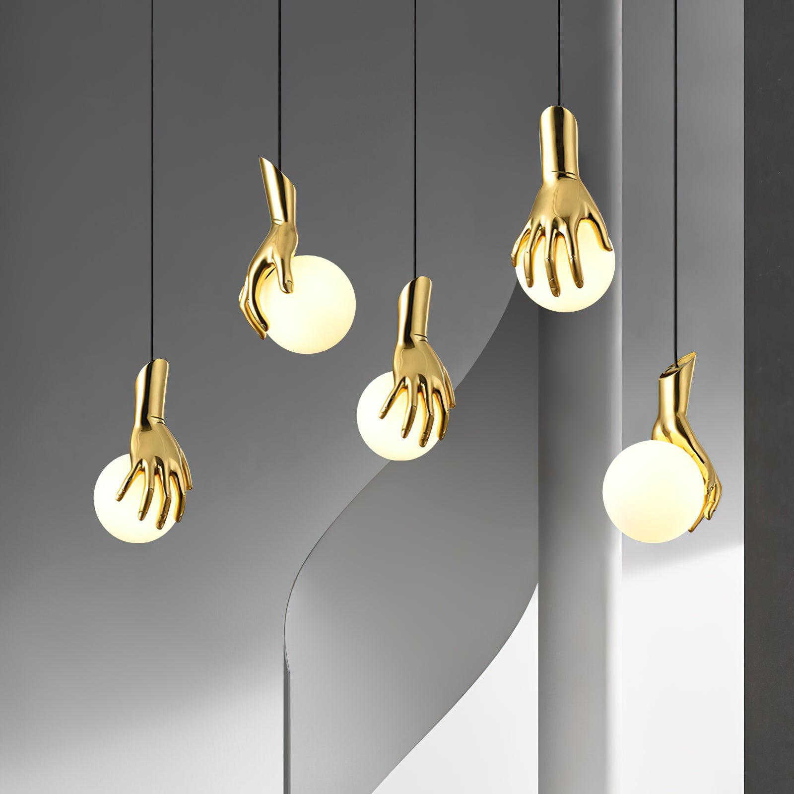 Freyza | Avnorira Hand Holding Brass Glass Pendant Light – Kitchen Dining Room