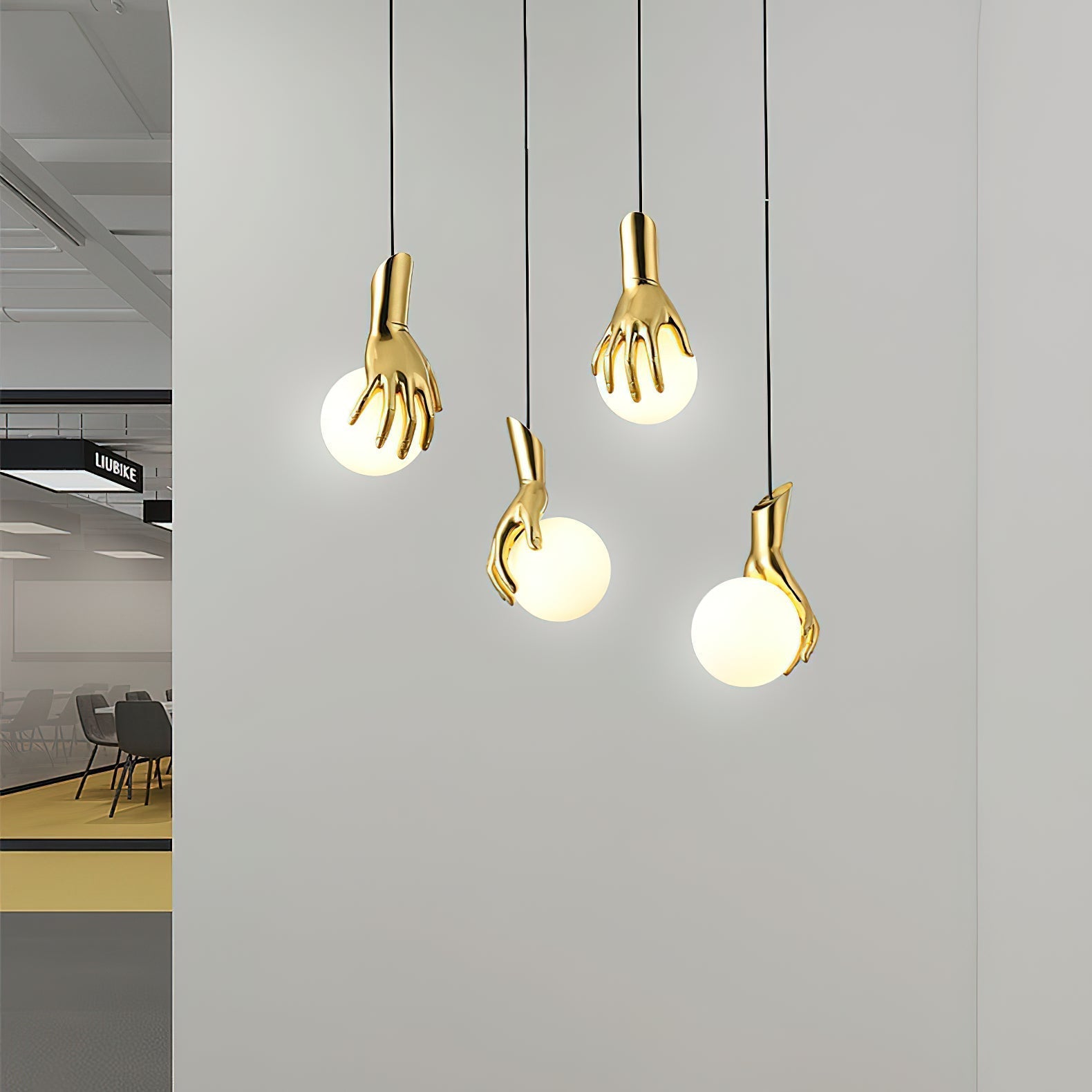 Freyza | Avnorira Hand Holding Brass Glass Pendant Light – Kitchen Dining Room