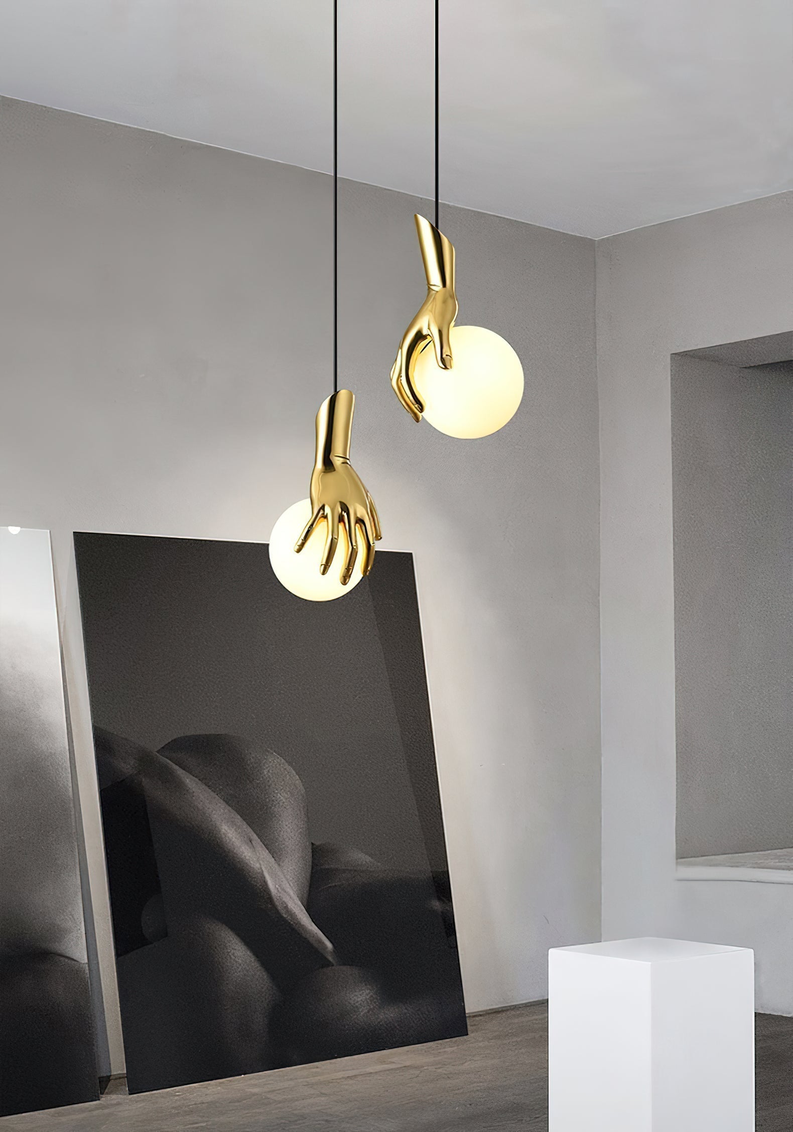 Freyza | Avnorira Hand Holding Brass Glass Pendant Light – Kitchen Dining Room