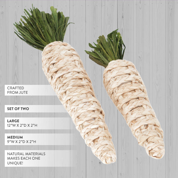 Freyza - Handcrafted Jute Carrot Decorations Set | Unique Textured Spring Decor for Rustic Home Styling
