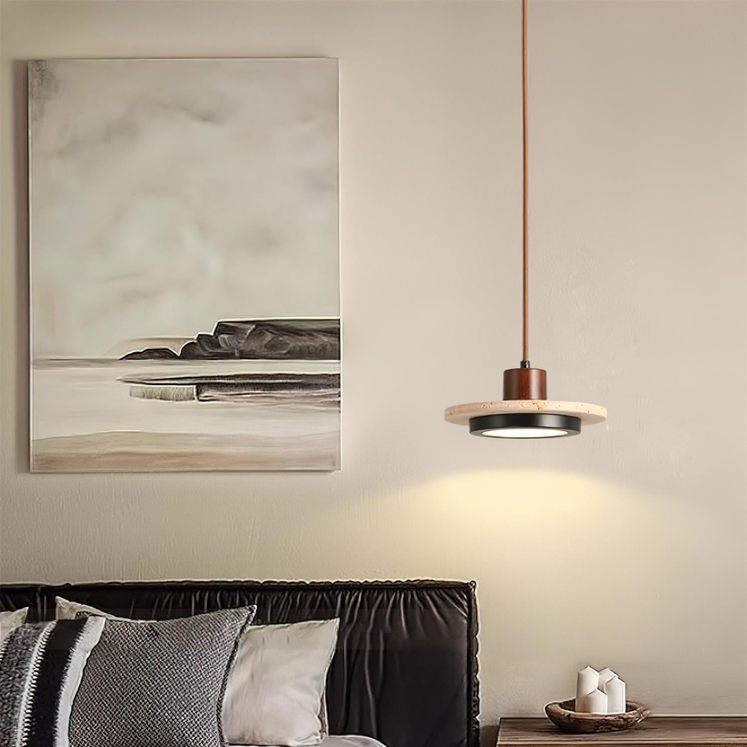 Freyza | Suspension LED en travertin Solaro – Cuisine et salle à manger