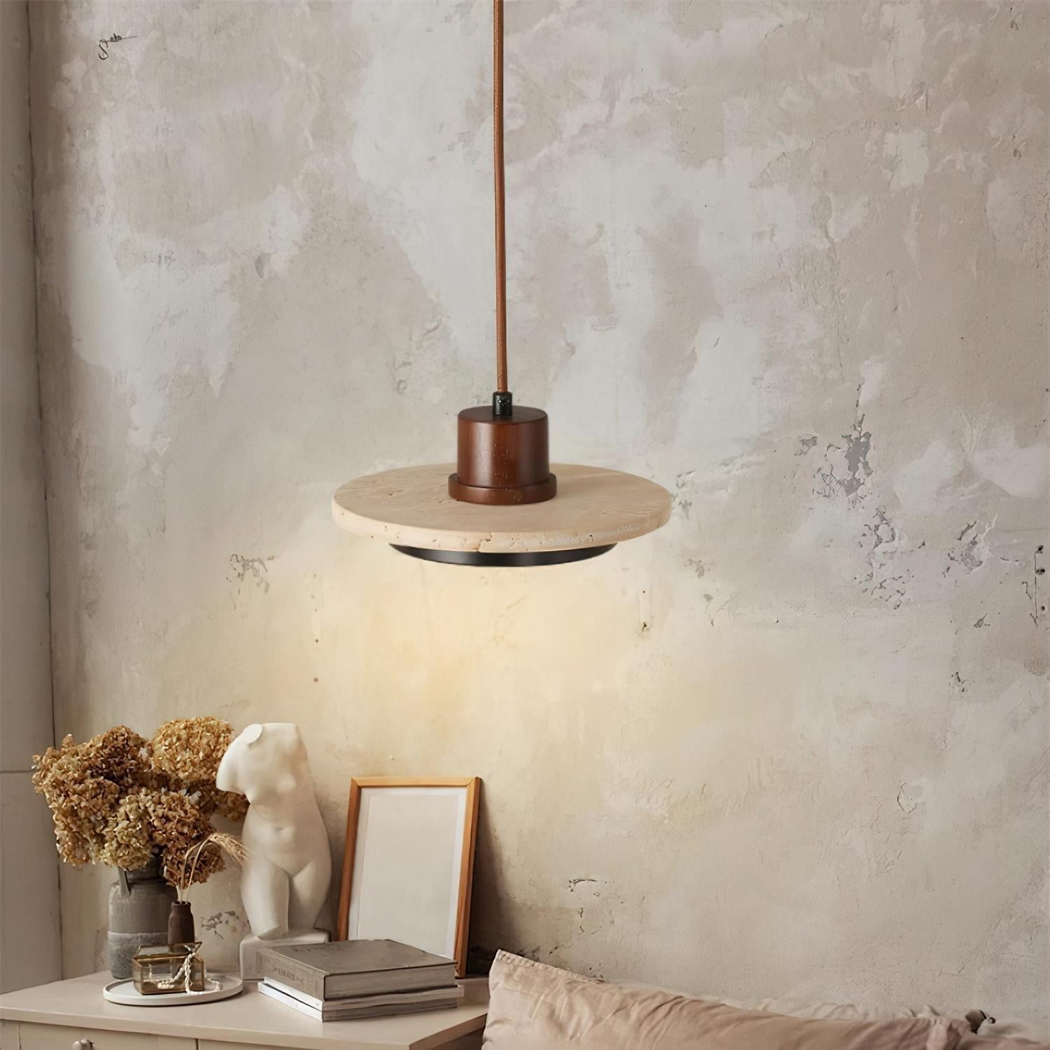Freyza | Suspension LED en travertin Solaro – Cuisine et salle à manger