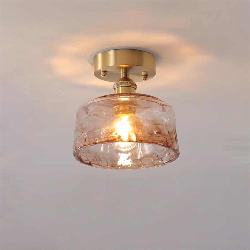 Freyza | Plafonnier en verre ambré torsadé – Chambre, salon