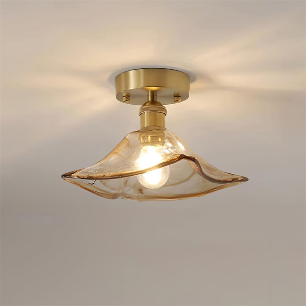 Freyza | Plafonnier en verre ambré torsadé – Chambre, salon