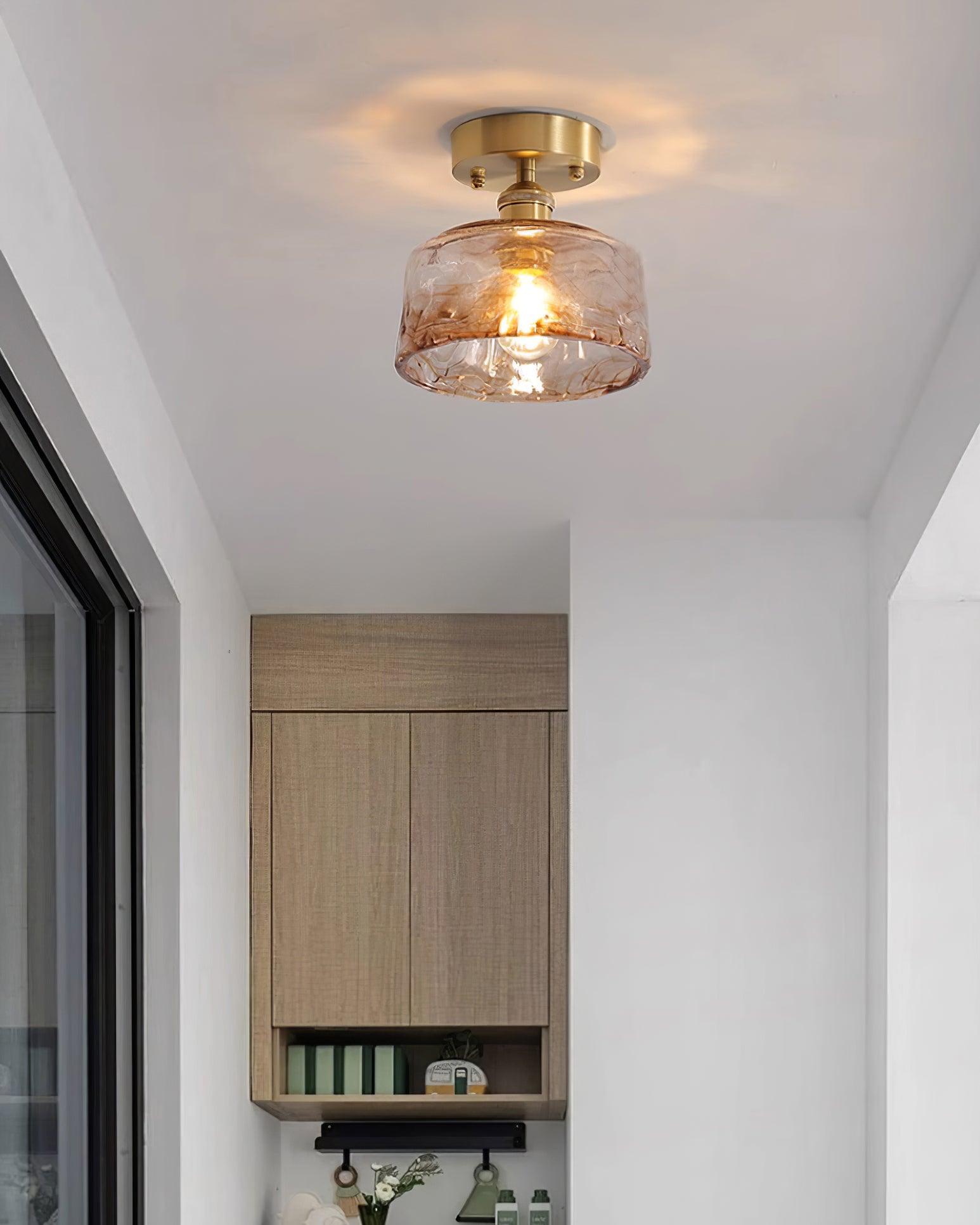 Freyza | Plafonnier en verre ambré torsadé – Chambre, salon