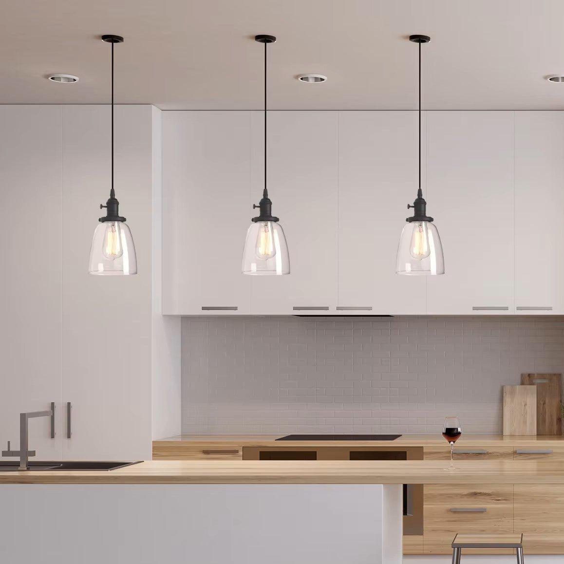 Freyza - HestiaGlow | Stylish Black Glass Kitchen Pendant Light Fixture