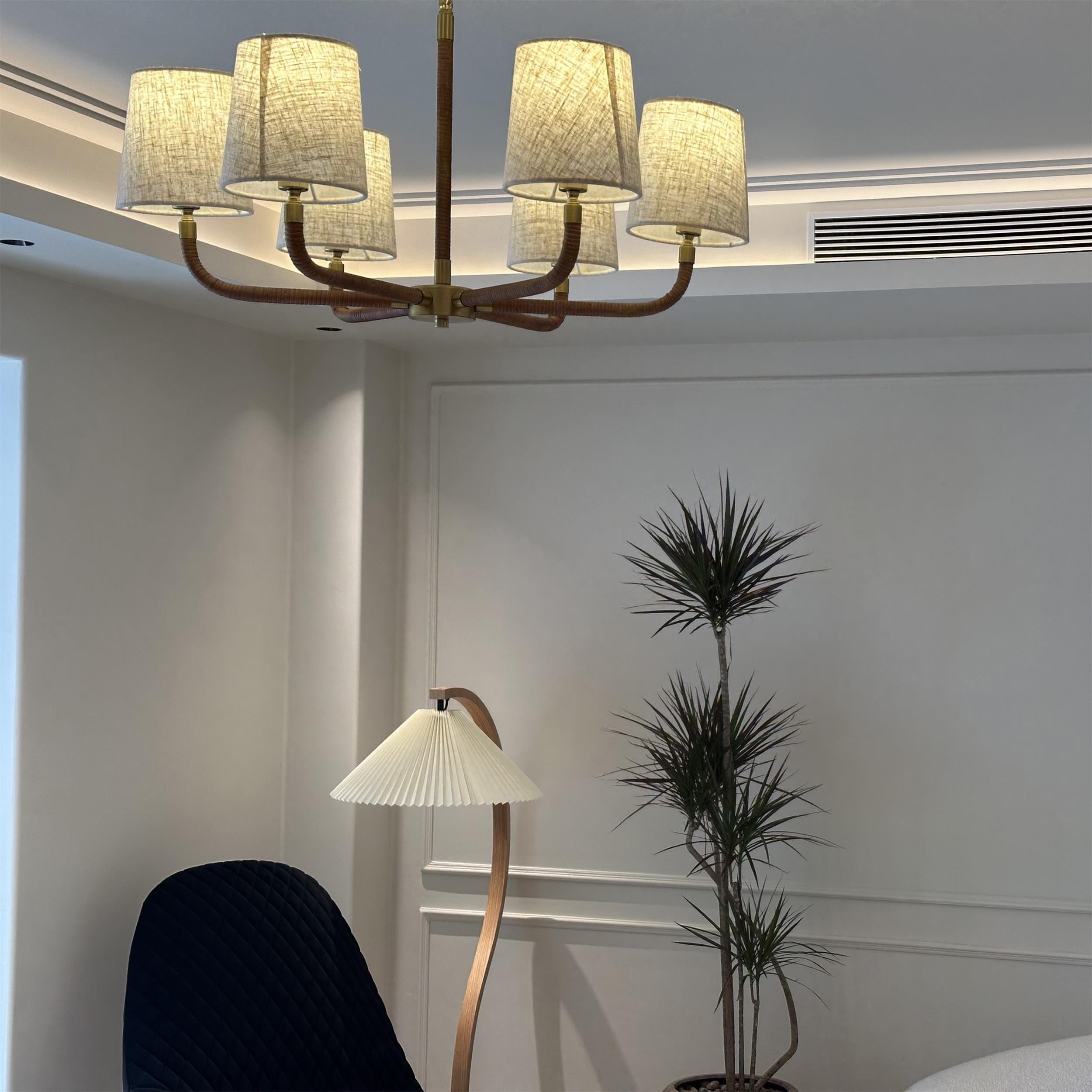 Freyza | Avdoria Vintage-Industrielle goldene Stoff-Pendelleuchte – Industrielles Esszimmer, Wohnzimmer