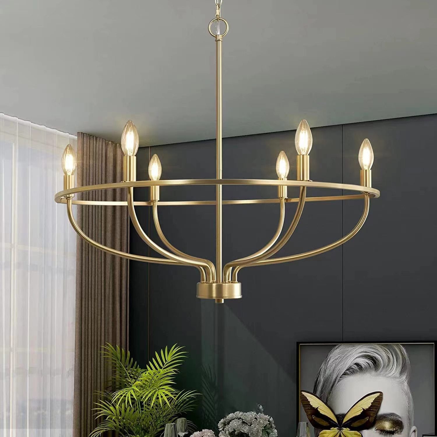 Freyza | Myphaos Vintage Industrial Brass Chandelier – Industrial Dining Room Living Room