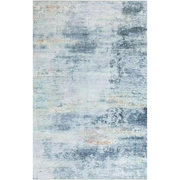 Freyza – Moderner abstrakter Teppich – weicher Flanell in Grau und Blau, Used-Look-Teppich (rutschfest und waschbar)