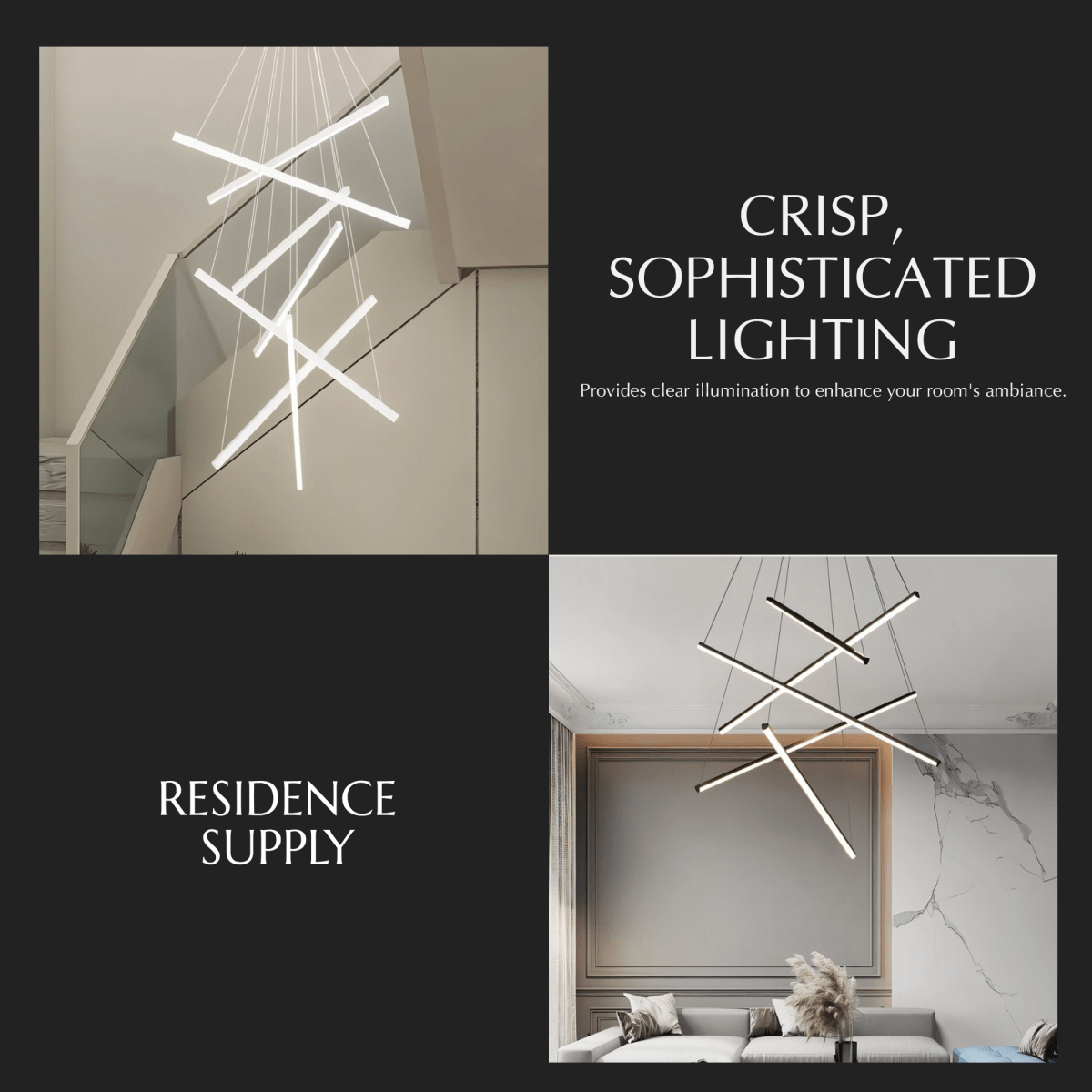 Freyza - IlonaLight | Modern Black Aluminum LED Dining Room Chandelier