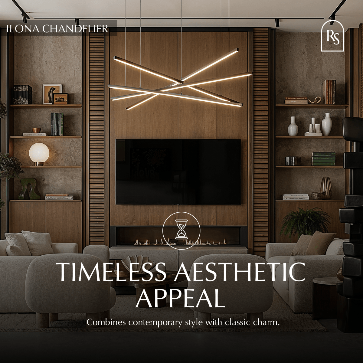 Freyza - IlonaLight | Modern Black Aluminum LED Dining Room Chandelier