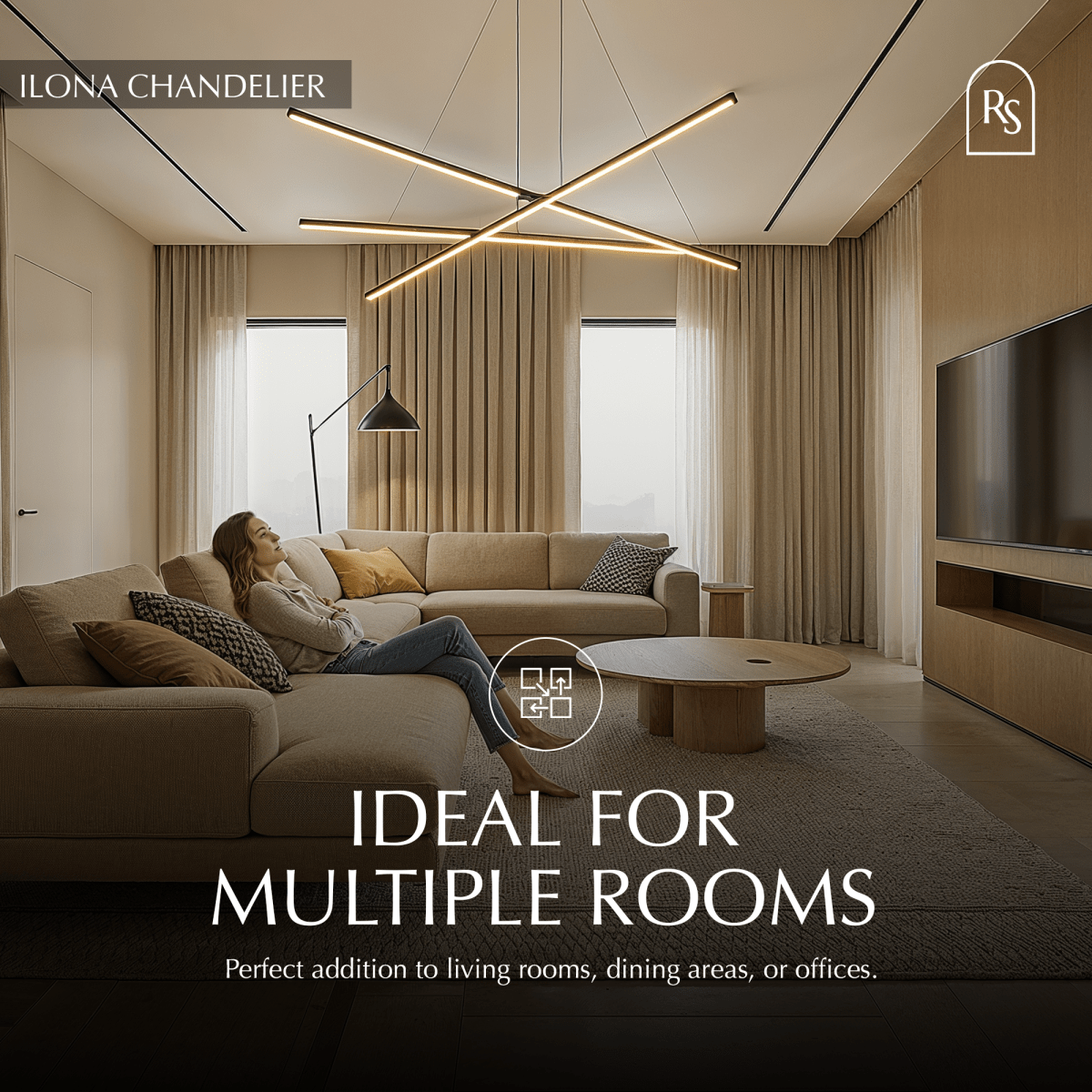 Freyza - IlonaLight | Modern Black Aluminum LED Dining Room Chandelier