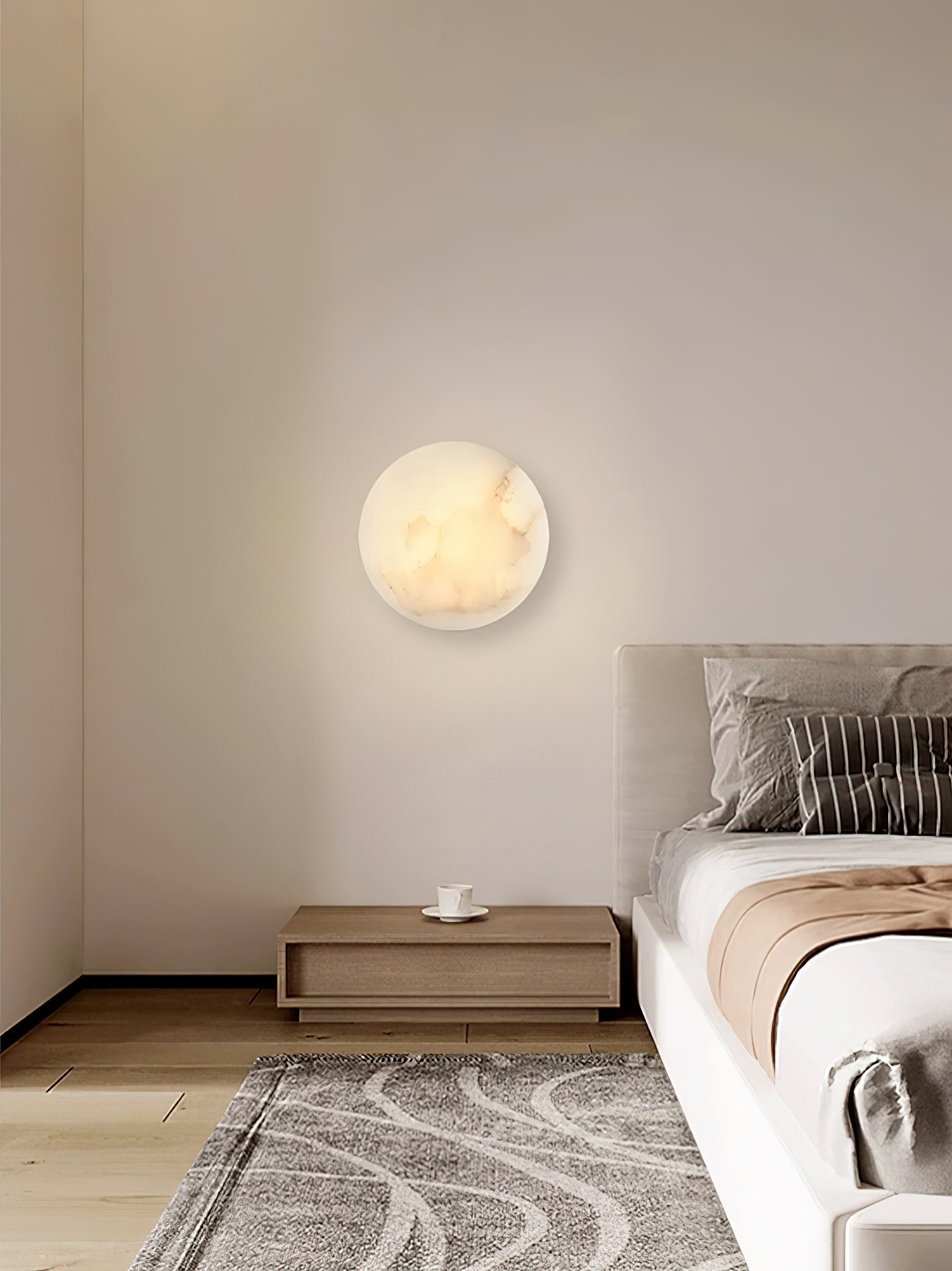 Freyza | Ilvinan Single Alabaster Wall Light – Bedroom Hallway