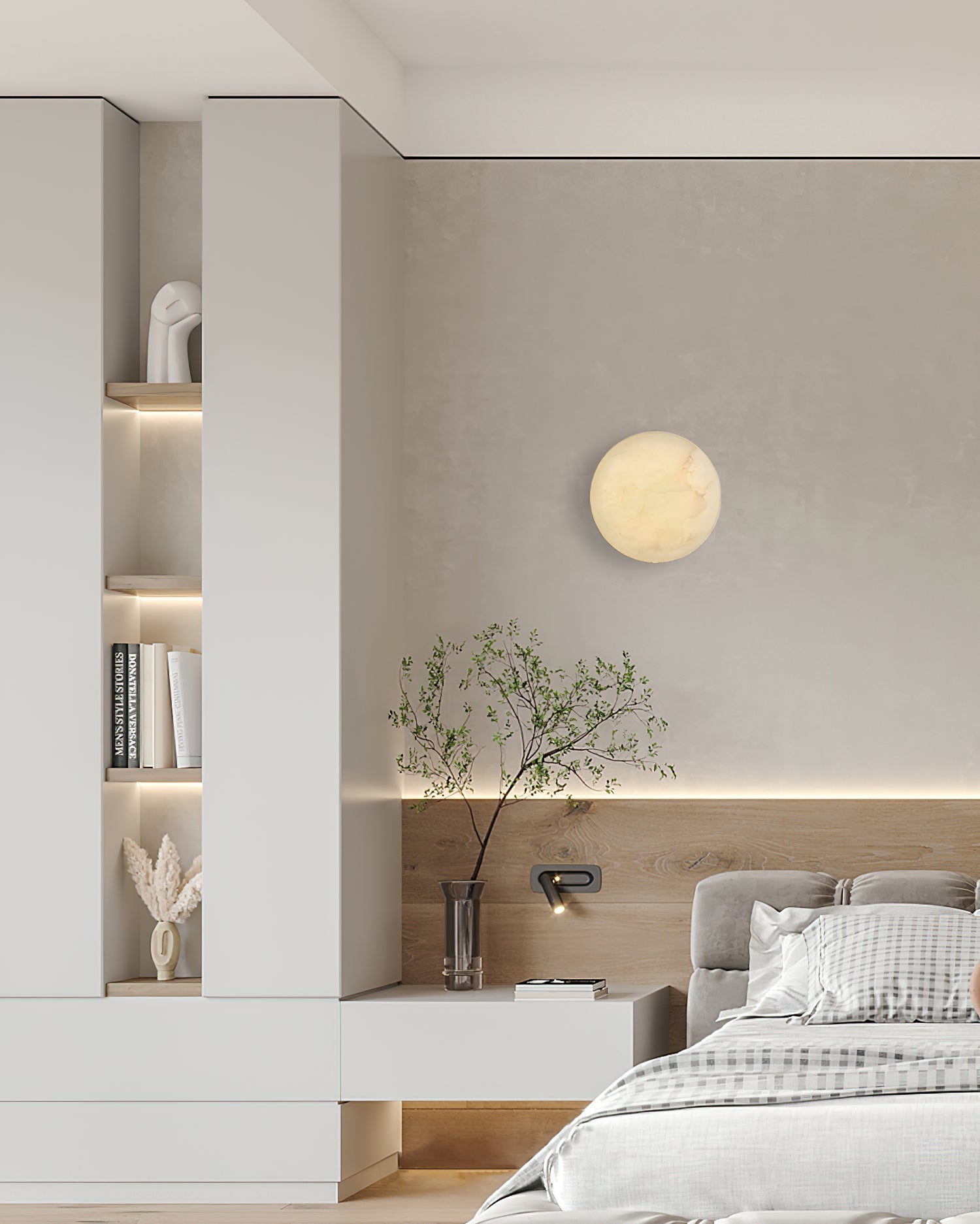 Freyza | Ilvinan Single Alabaster Wall Light – Bedroom Hallway
