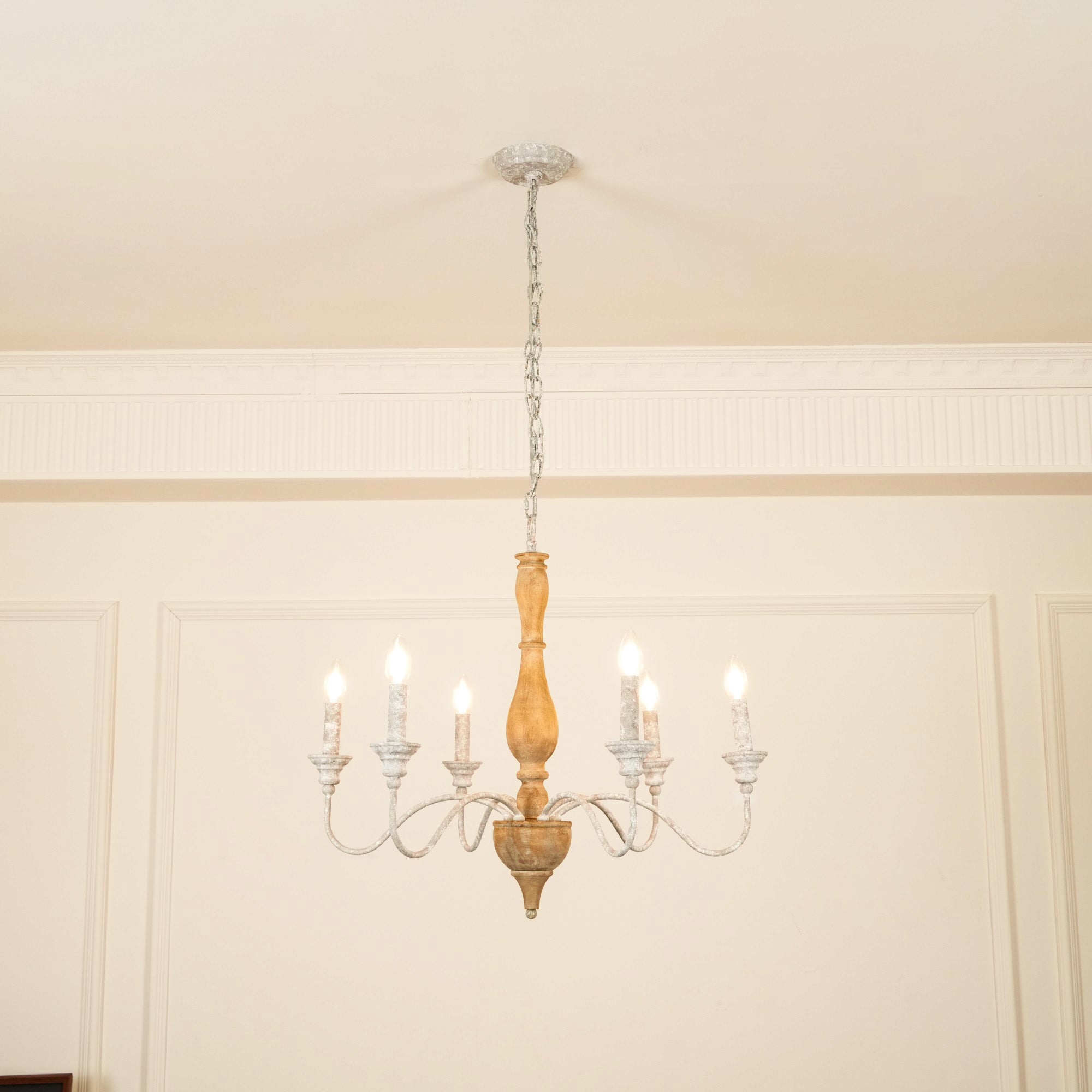Freyza | Eurloryra Vintage Candle Wood Chandelier – Vintage Dining Room Living Room