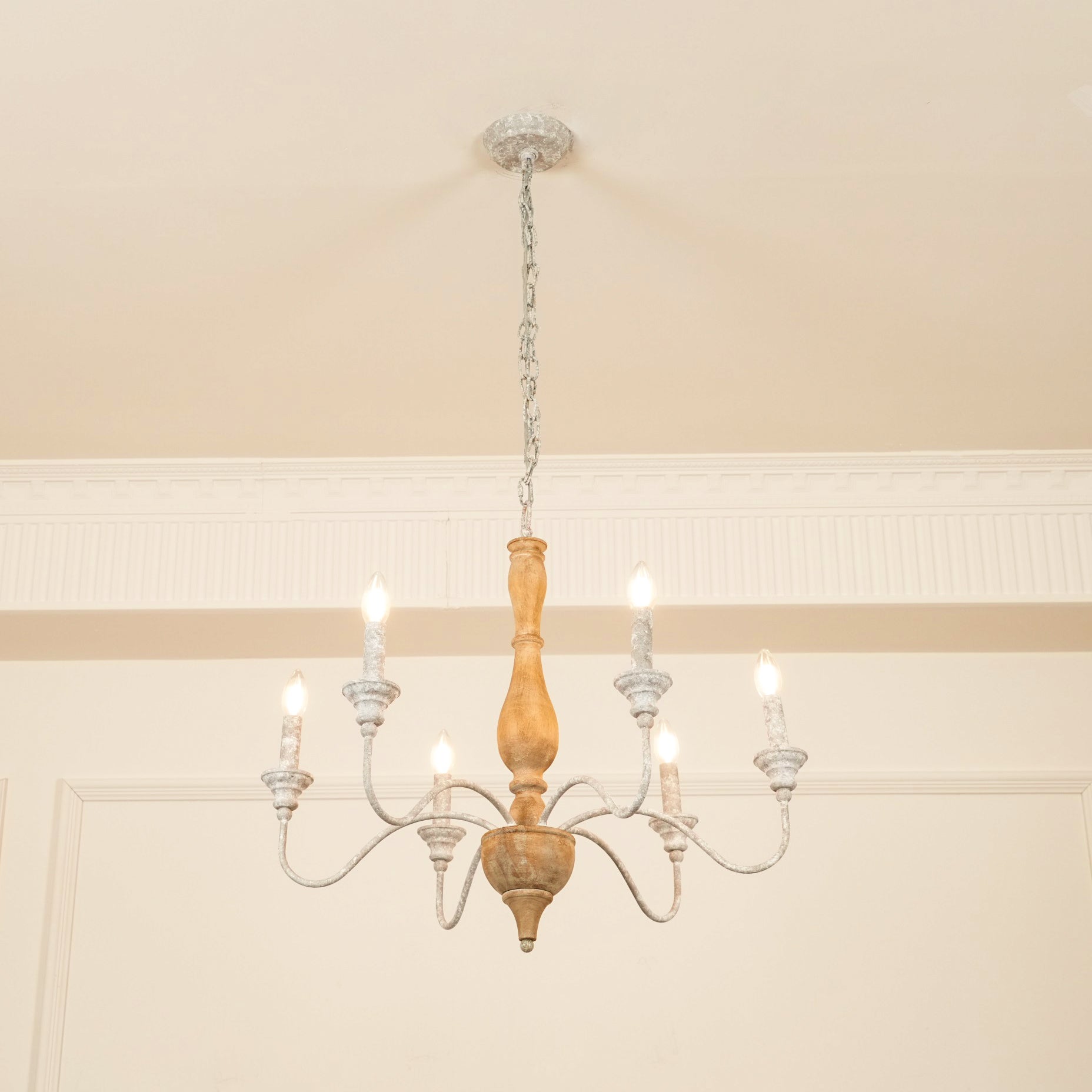 Freyza | Eurloryra Vintage Candle Wood Chandelier – Vintage Dining Room Living Room