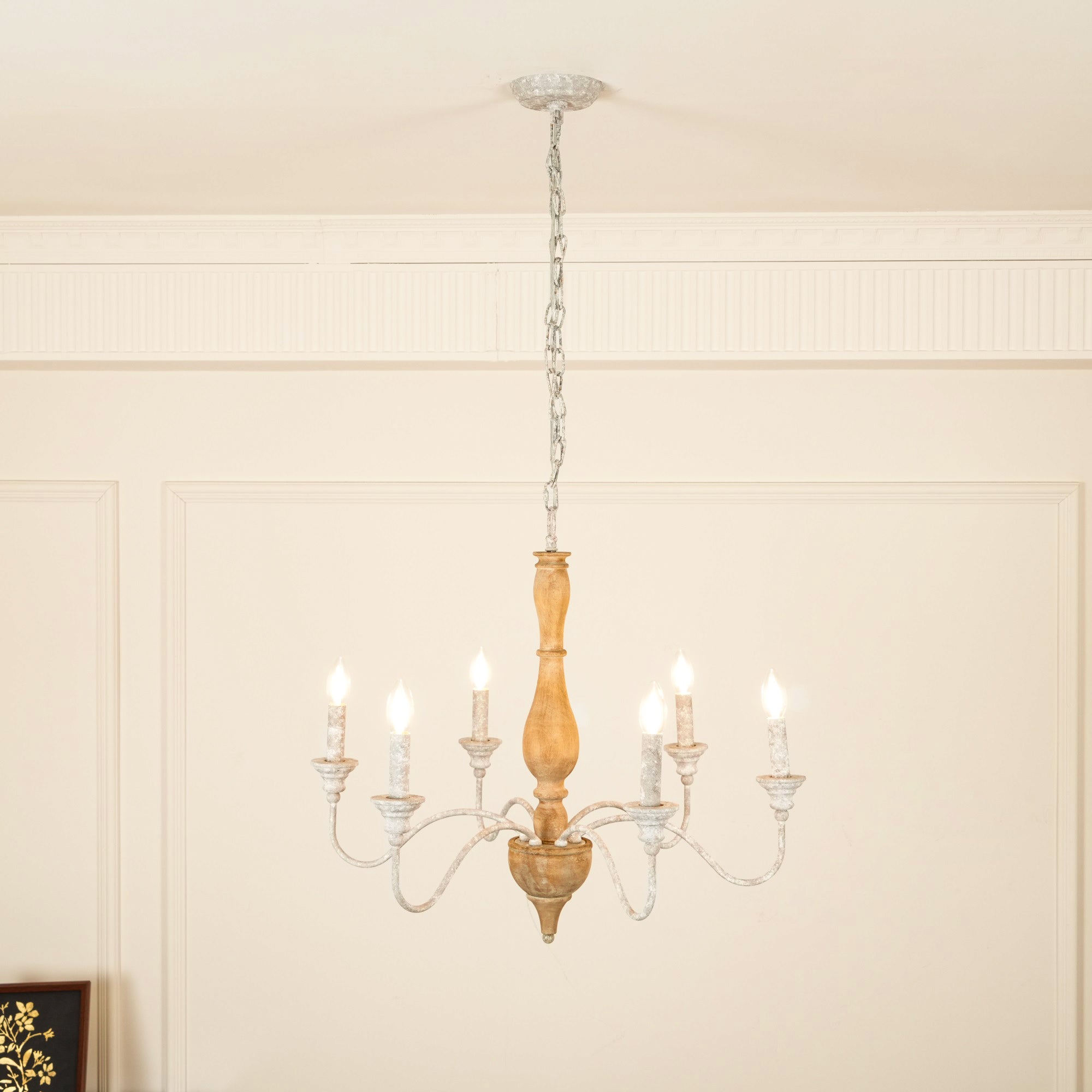 Freyza | Eurloryra Vintage Candle Wood Chandelier – Vintage Dining Room Living Room