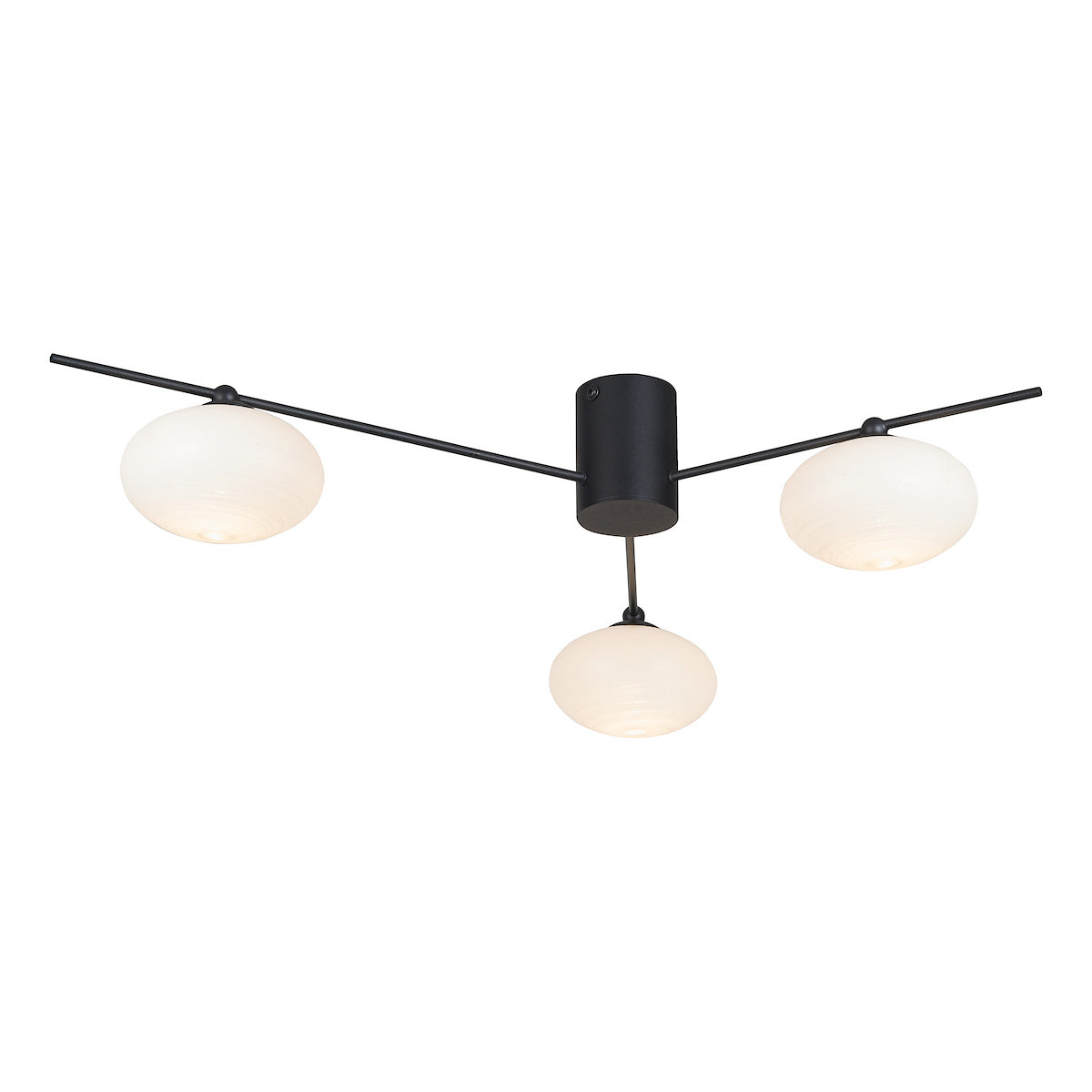Freyza - Dar Jasper 3 Light Semi Flush Matt Black Opal glass