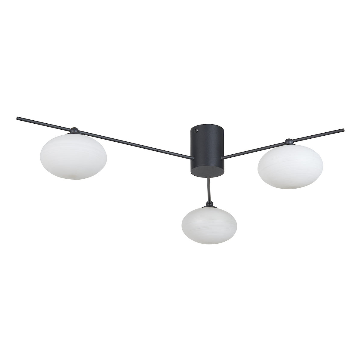 Freyza - Dar Jasper 3 Light Semi Flush Matt Black Opal glass
