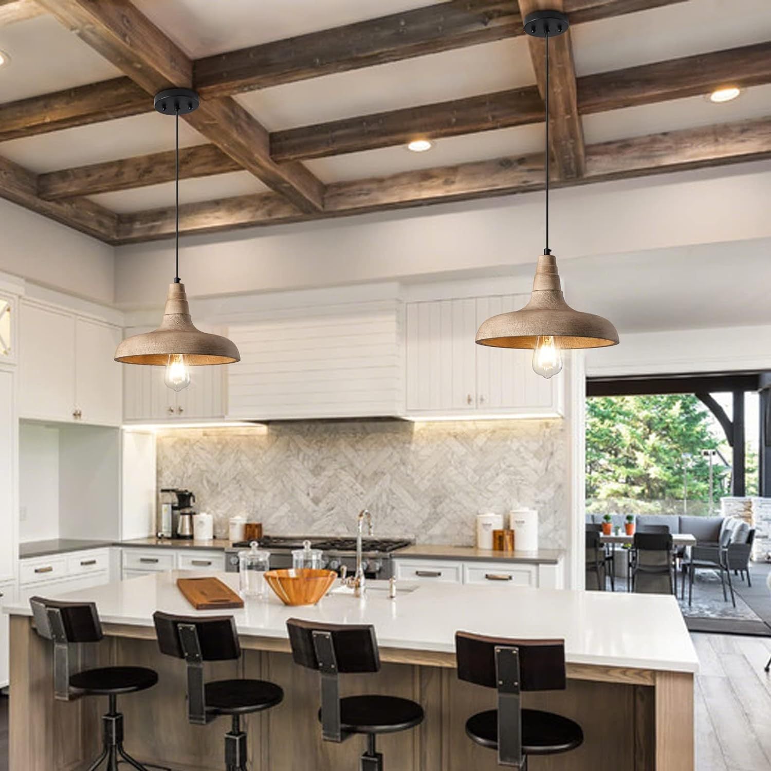 Freyza | Acarira Natural Wooden Wood Pendant Light – Kitchen Dining Room