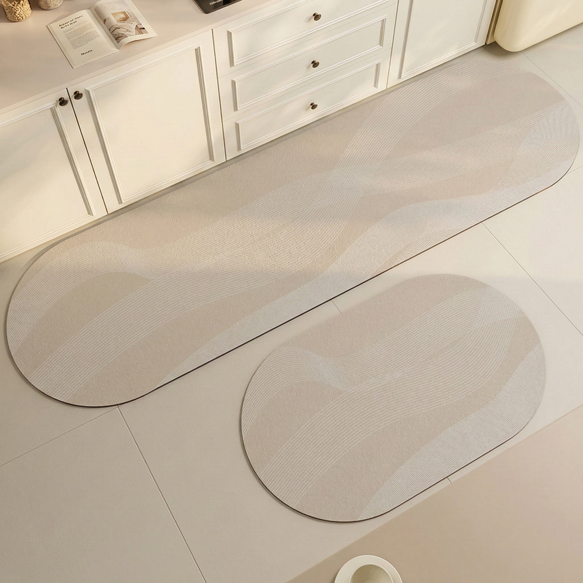 Freyza - Kitchen Floor Rug | Waterproof & Non-Slip Design | Easy-Care Oval Kitchen Rug for Safe Cooking