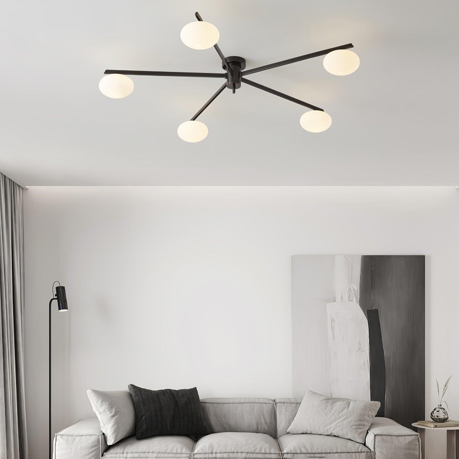 Freyza | Plafonnier affleurant en verre noir – Moderne, pour chambre, couloir et cuisine