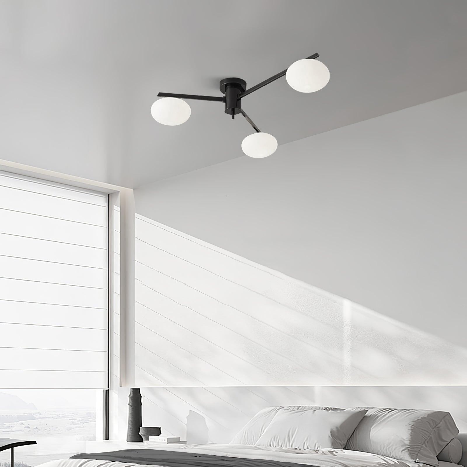 Freyza | Plafonnier affleurant en verre noir – Moderne, pour chambre, couloir et cuisine