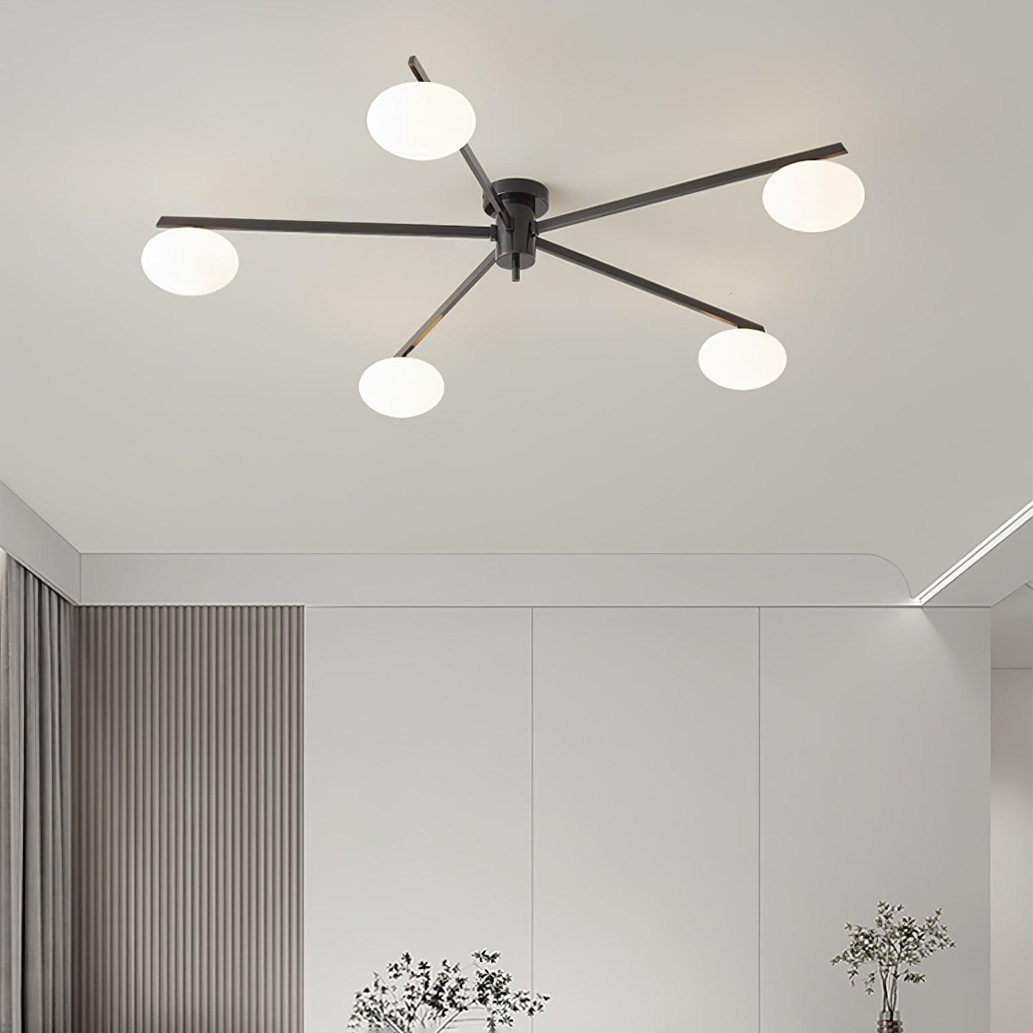 Freyza | Plafonnier affleurant en verre noir – Moderne, pour chambre, couloir et cuisine