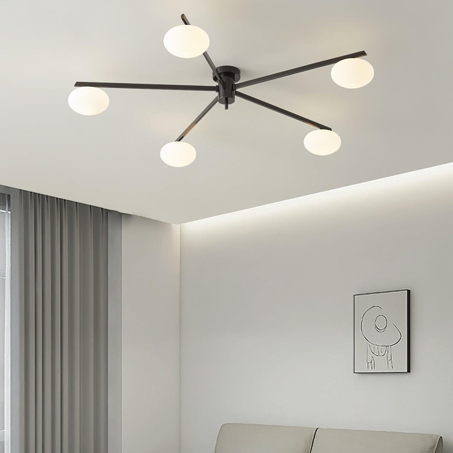 Freyza | Plafonnier affleurant en verre noir – Moderne, pour chambre, couloir et cuisine
