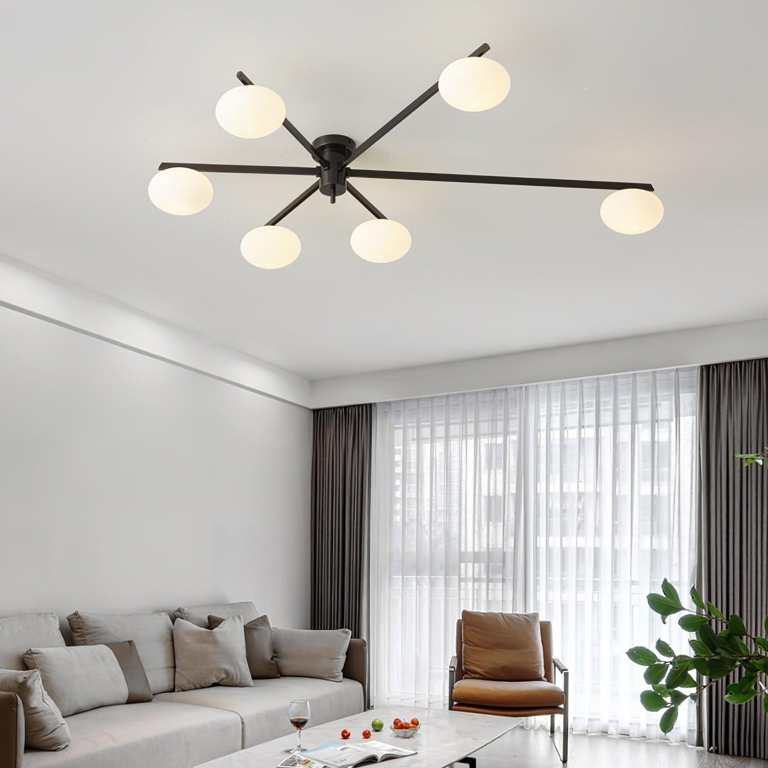 Freyza | Plafonnier affleurant en verre noir – Moderne, pour chambre, couloir et cuisine