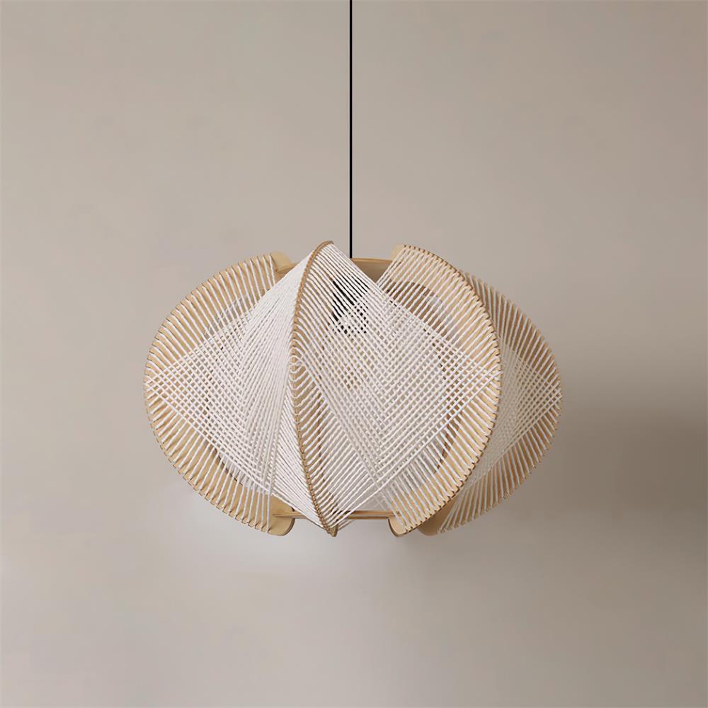 Freyza | Suspension en tissu, bois et abat-jour en tissu – Cuisine, salle à manger