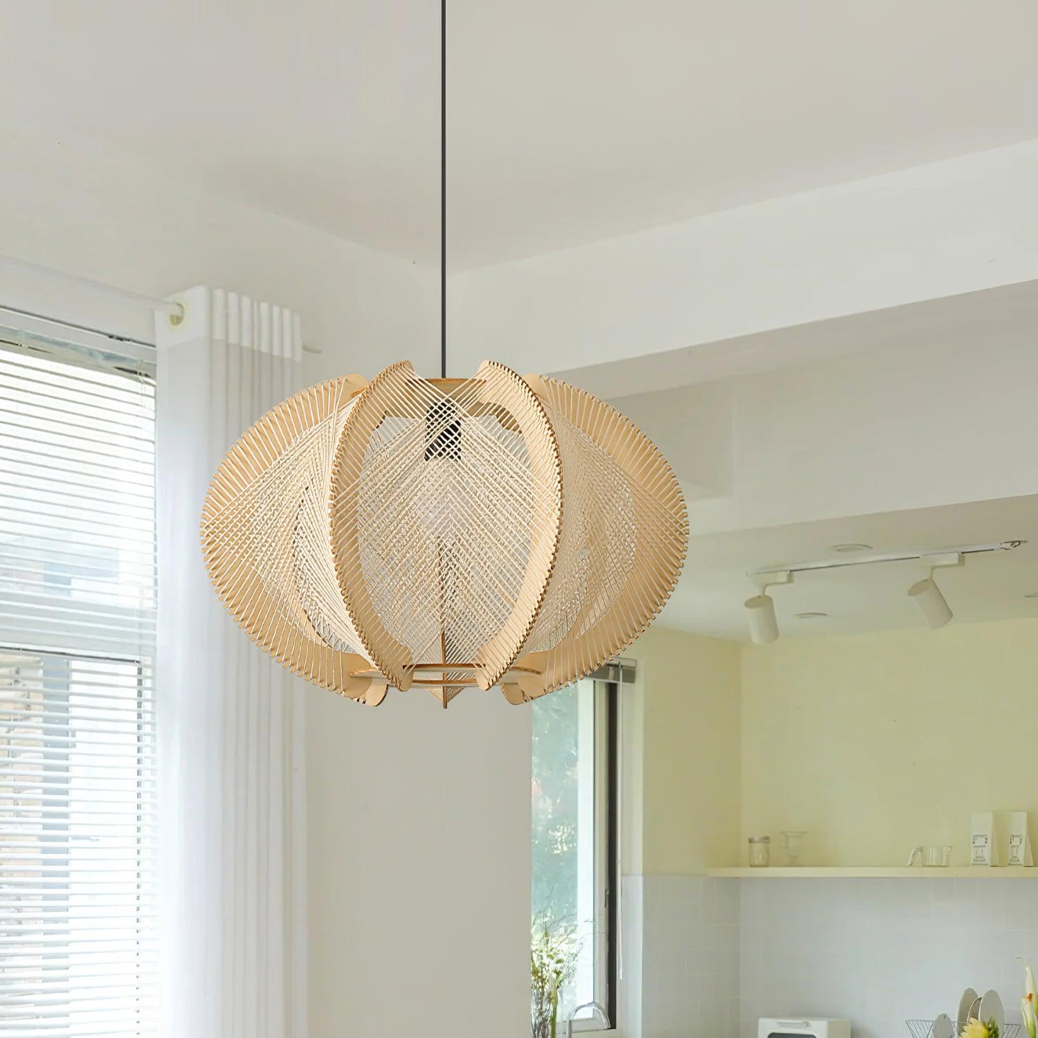 Freyza | Suspension en tissu, bois et abat-jour en tissu – Cuisine, salle à manger