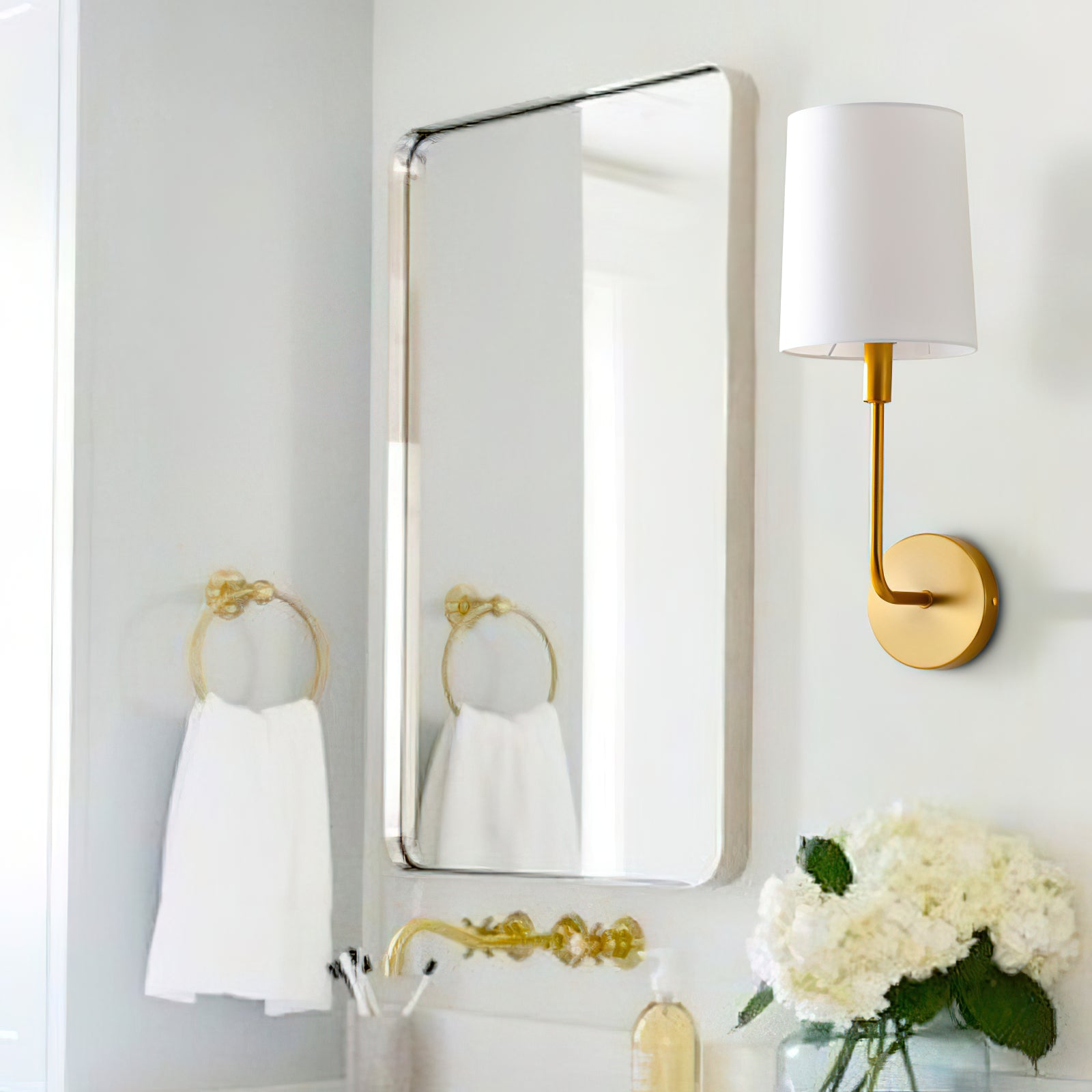 Freyza | Orvynia Brass Fabric Brass Fabric Wall Light – Bedroom Hallway