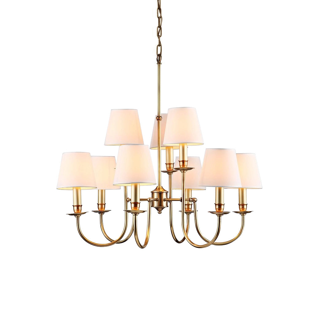 Freyza | Vilorira Vintage Brass Brass Fabric Chandelier – Vintage Dining Room Living Room