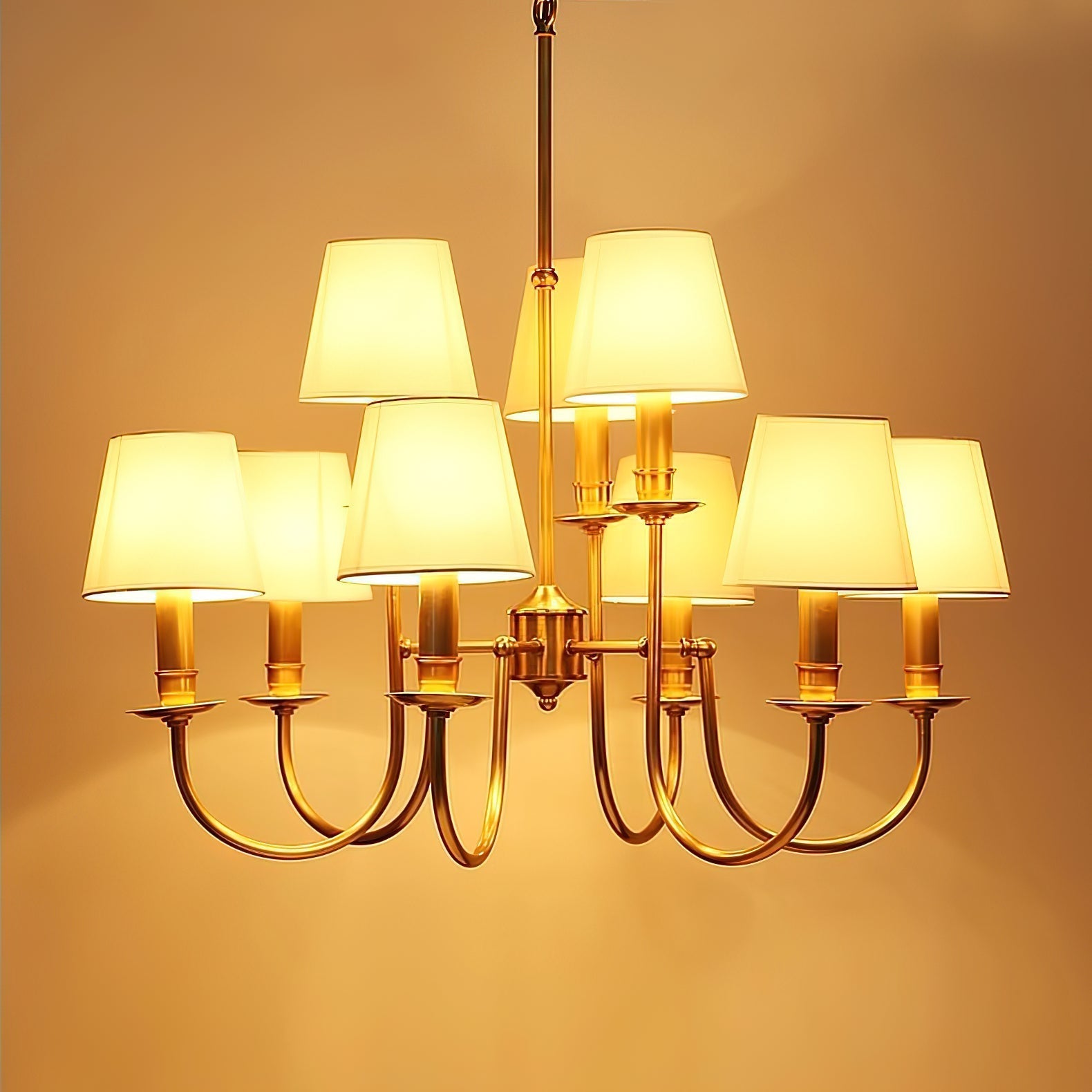 Freyza | Vilorira Vintage Brass Brass Fabric Chandelier – Vintage Dining Room Living Room