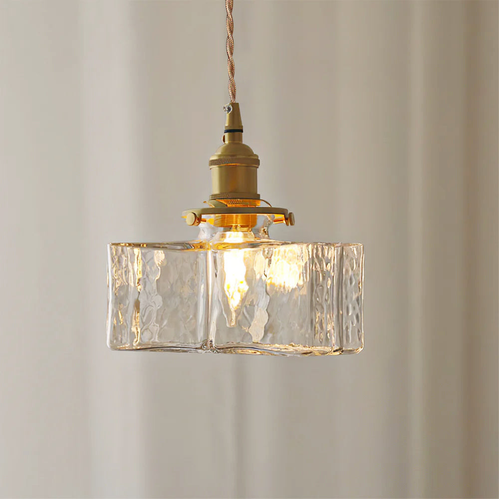 Freyza | Brass Glass Pendant Light – Vintage Kitchen Dining Room