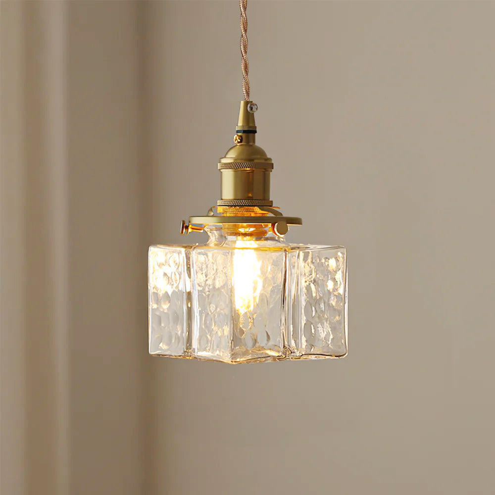 Freyza | Brass Glass Pendant Light – Vintage Kitchen Dining Room