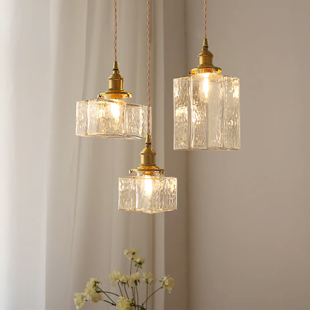 Freyza | Brass Glass Pendant Light – Vintage Kitchen Dining Room
