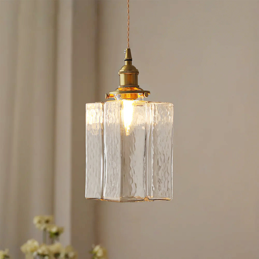 Freyza | Brass Glass Pendant Light – Vintage Kitchen Dining Room