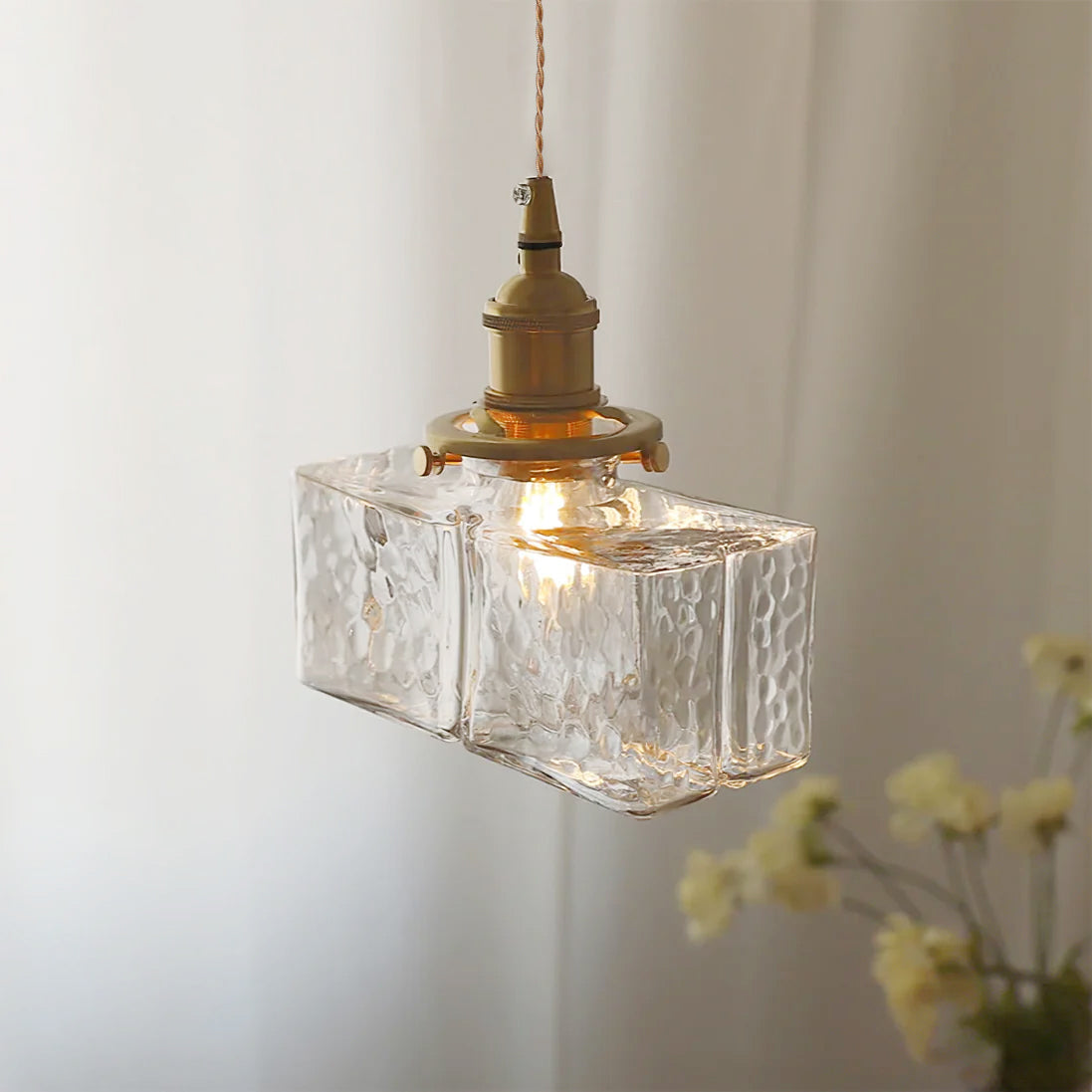 Freyza | Brass Glass Pendant Light – Vintage Kitchen Dining Room