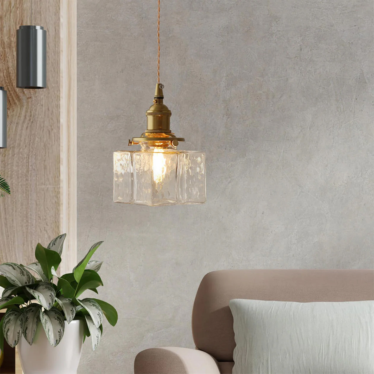 Freyza | Brass Glass Pendant Light – Vintage Kitchen Dining Room