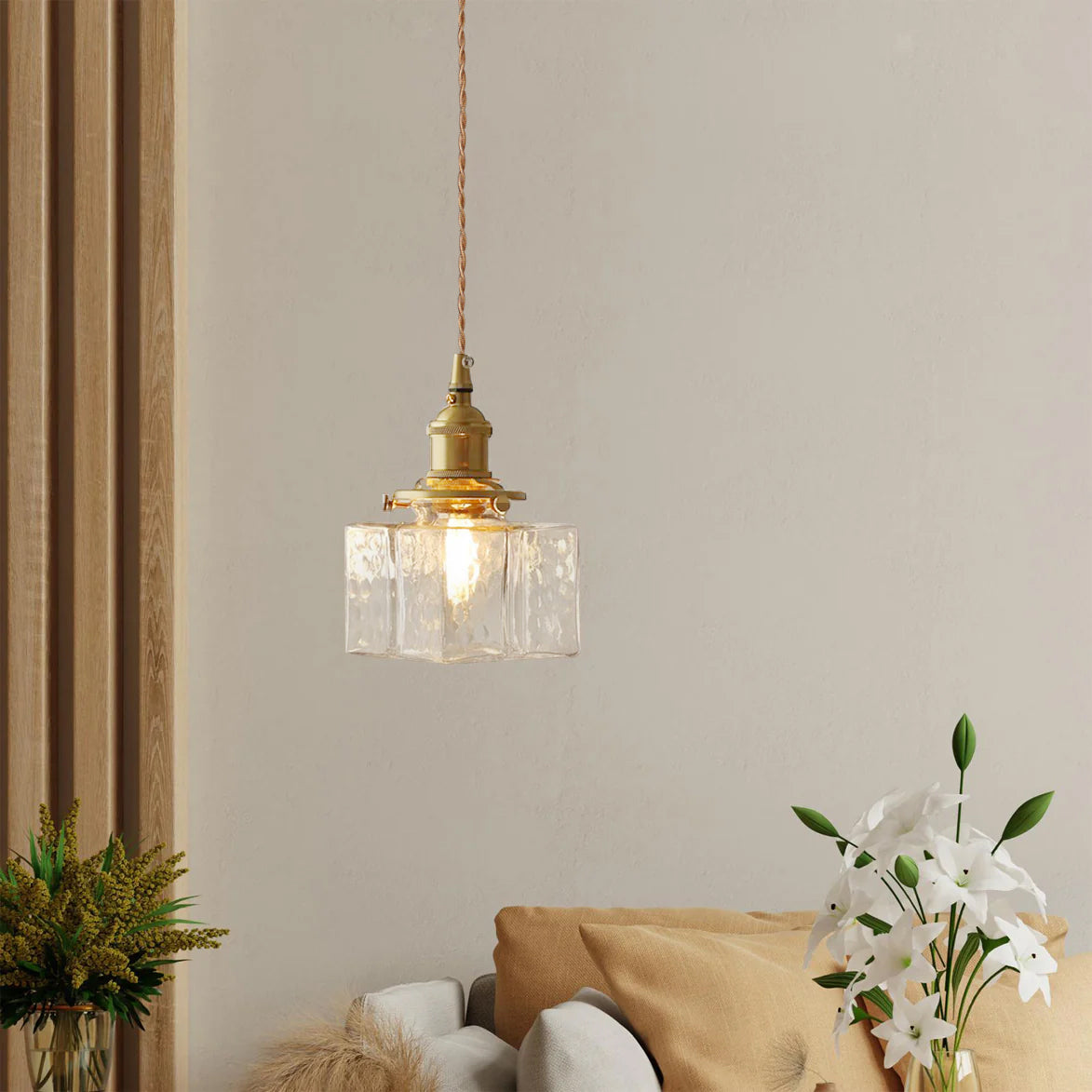 Freyza | Brass Glass Pendant Light – Vintage Kitchen Dining Room