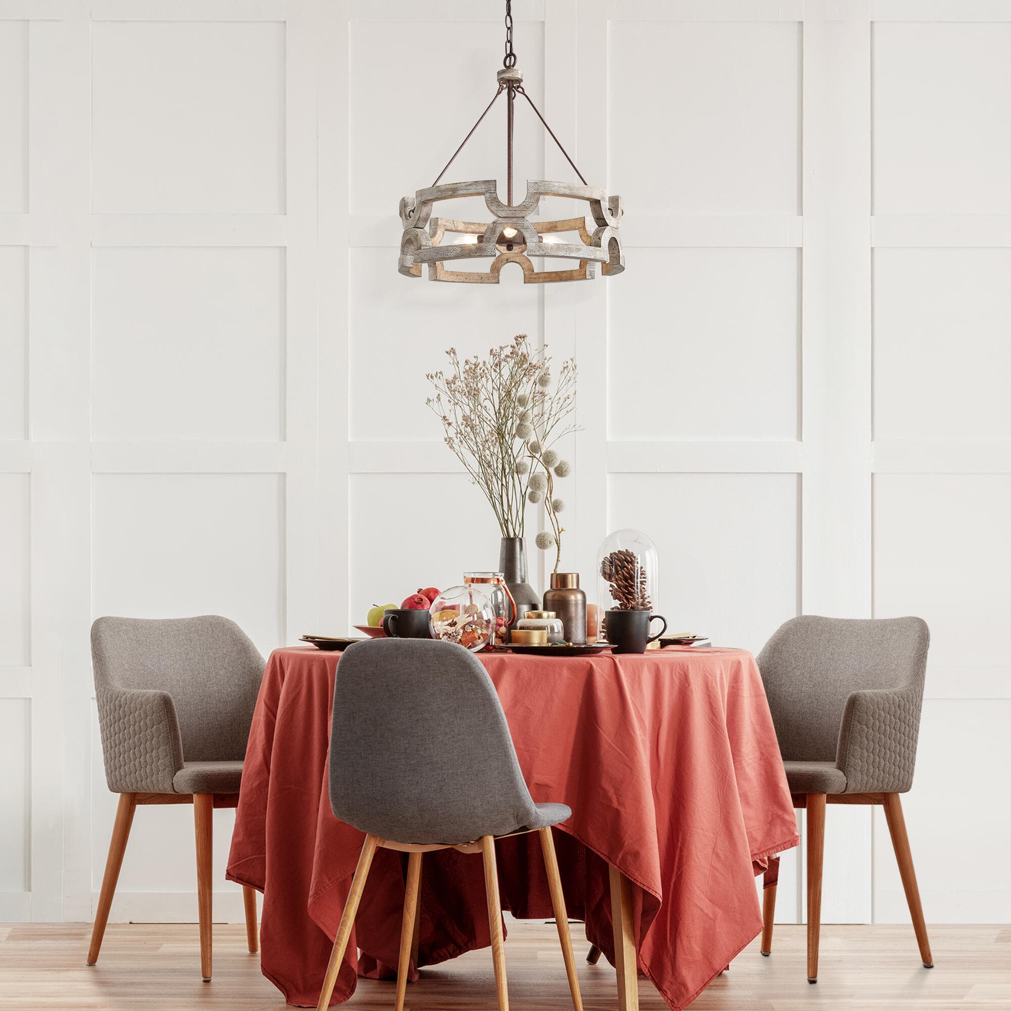 Freyza | Evelan Hand-carved Wood Wood Chandelier – Dining Room Living Room